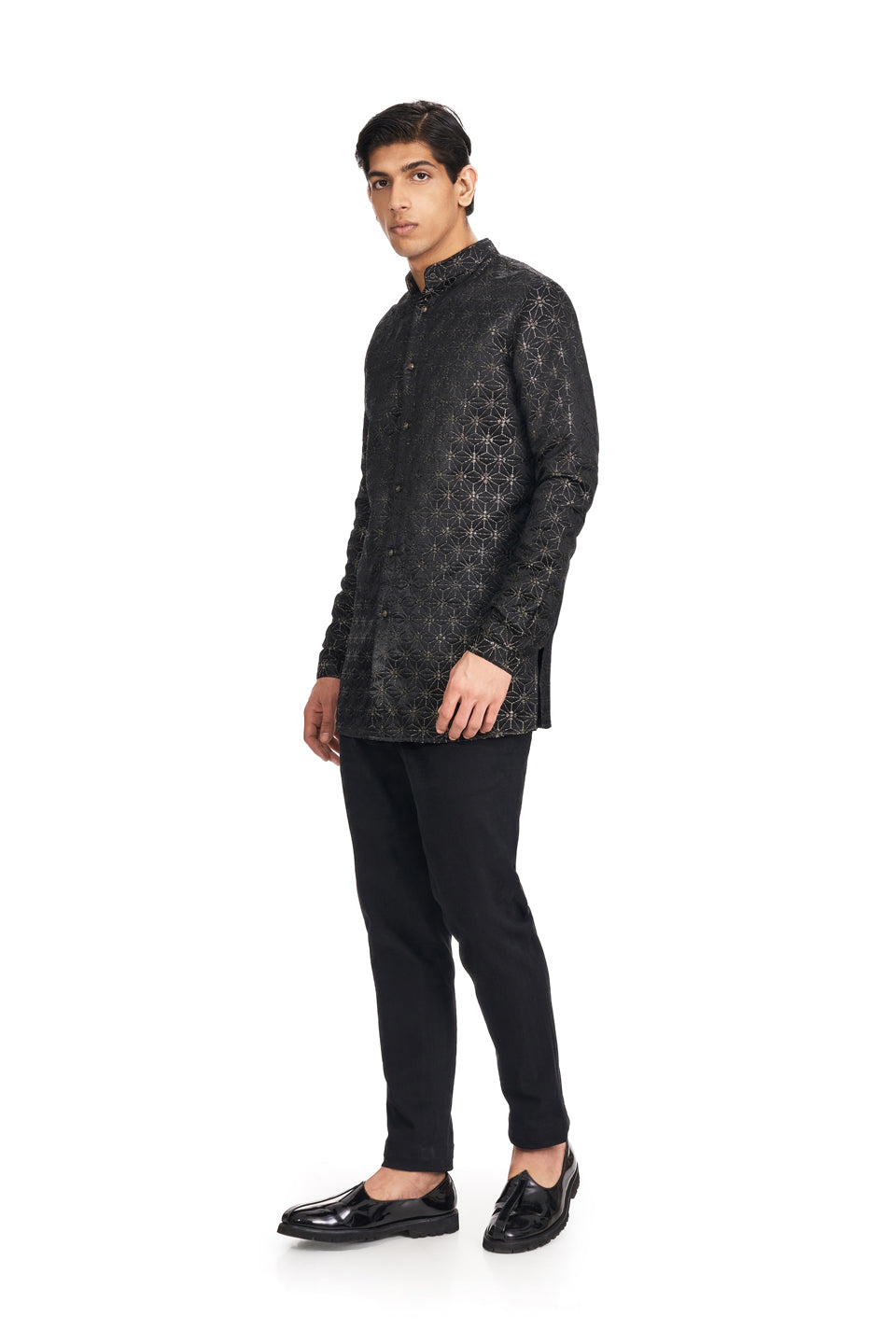 B MINI FLOWER CHARCOAL GREY KURTA  