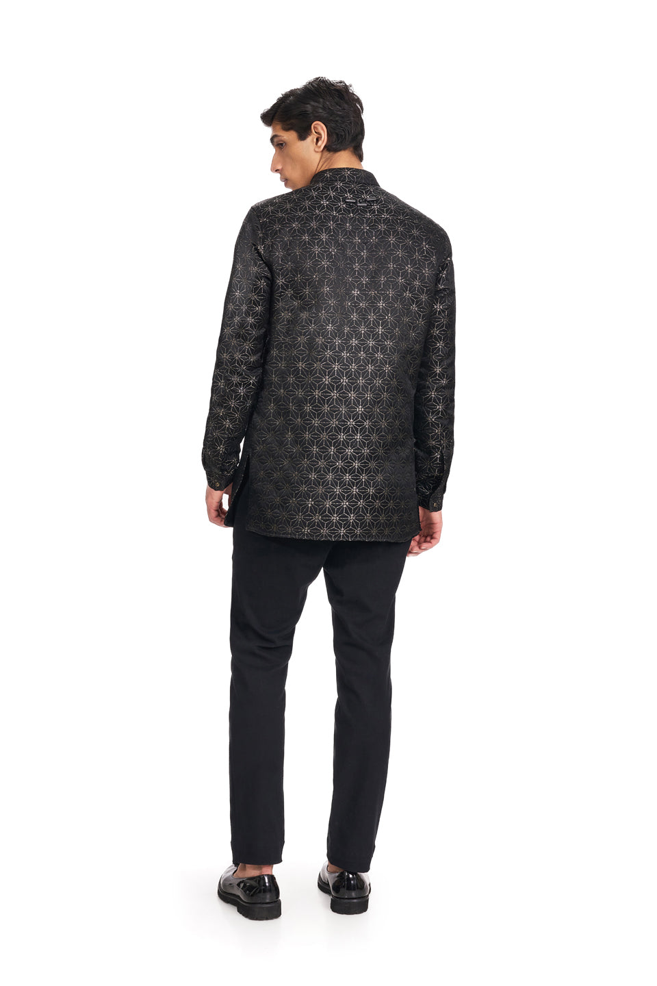 B MINI FLOWER CHARCOAL GREY KURTA  