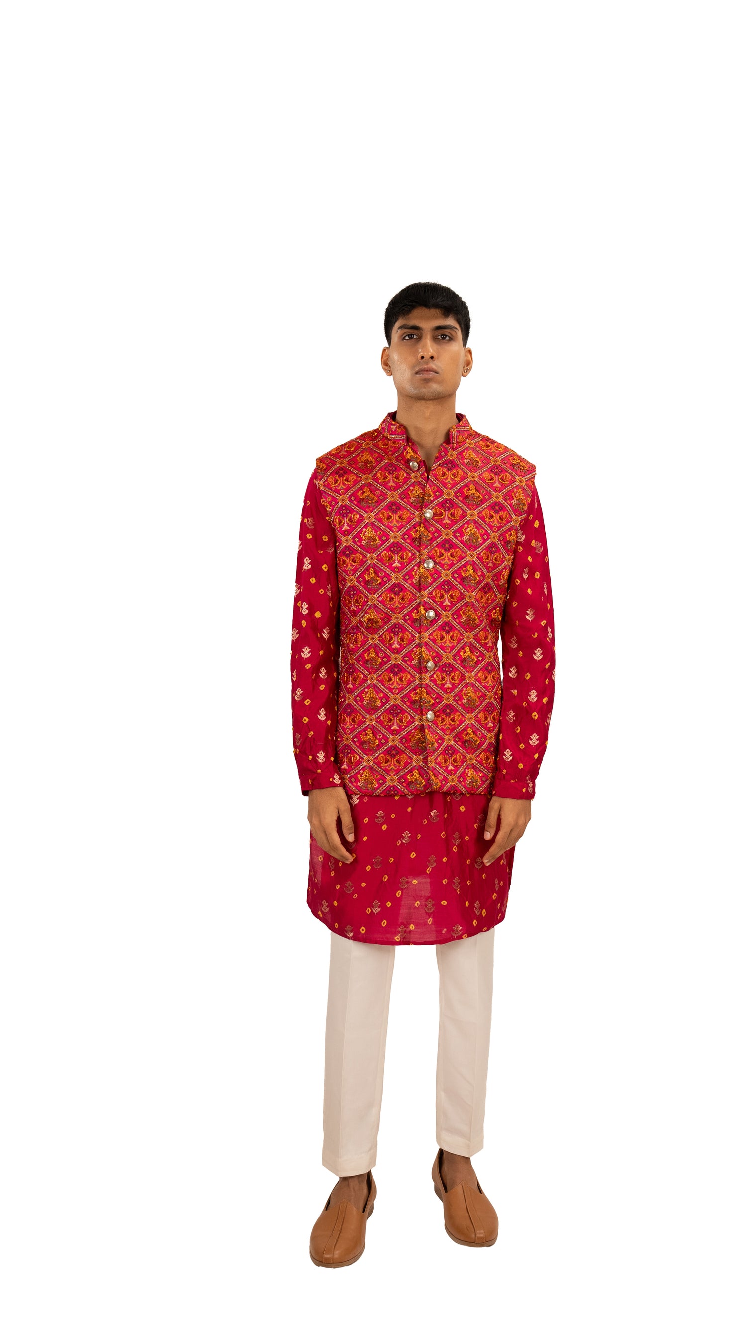  B PATOLA KNOTTED SHORT KOTI 