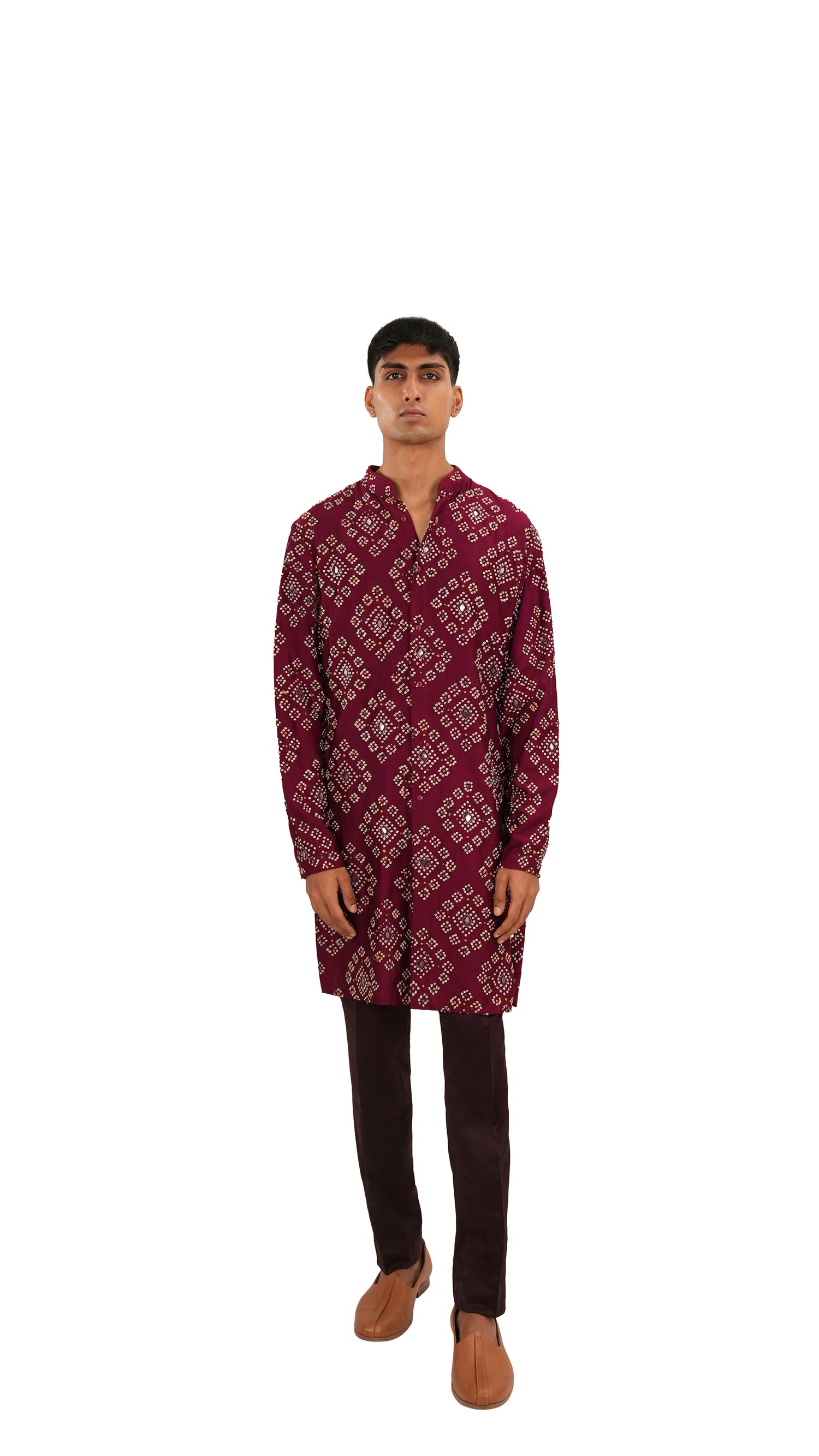  TANGALIA HIGHLIGHTED MAROON KURTA 