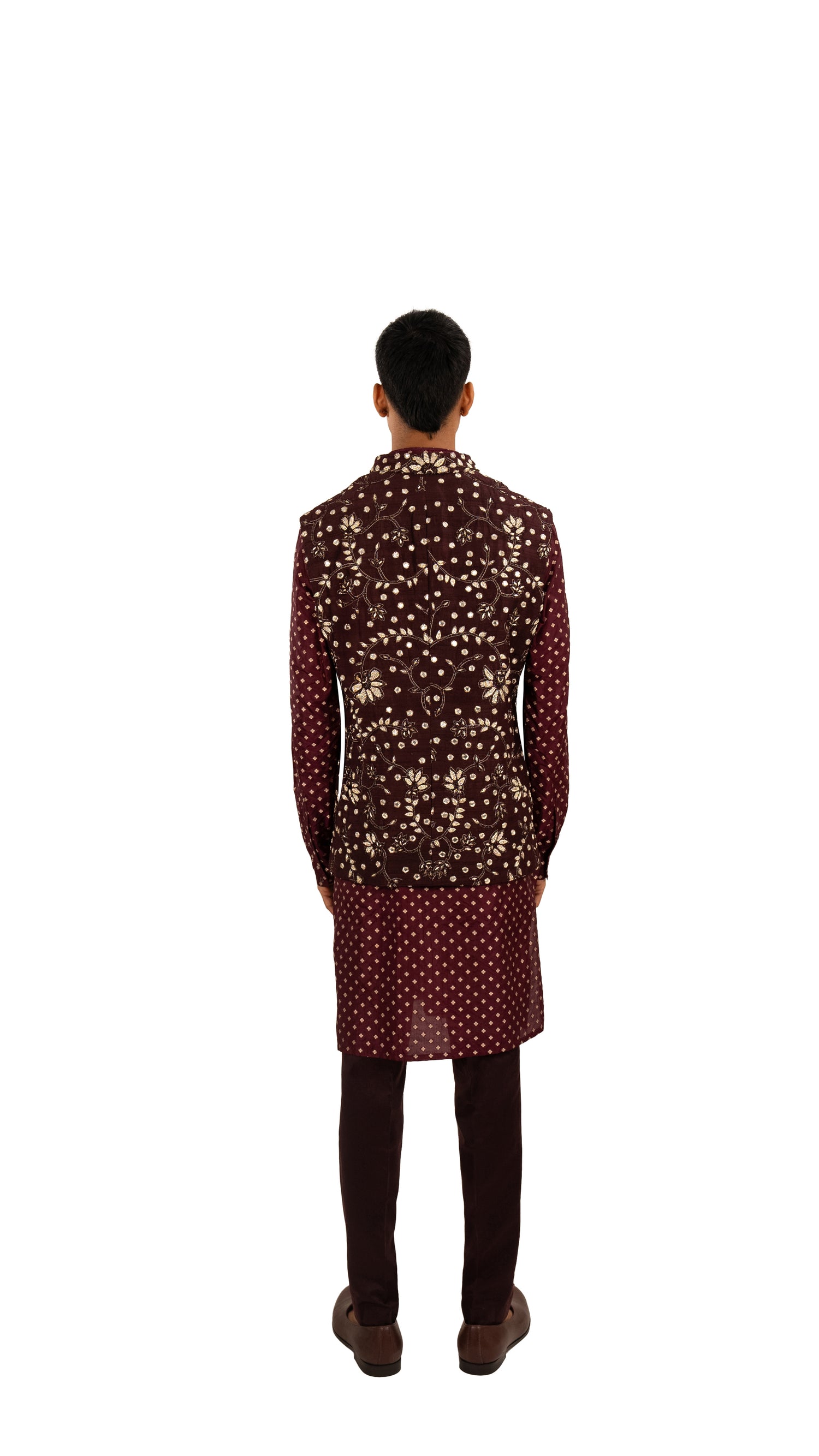 FLORAL FLAT HIGHLIGHTED SHORT WINE KOTI  