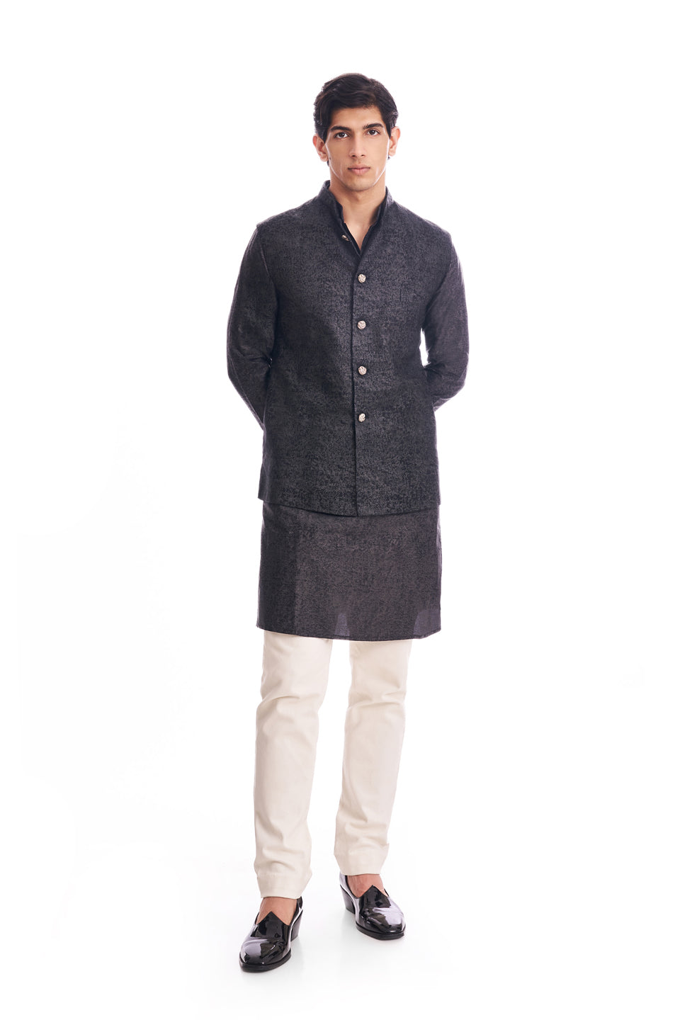 TEXTURED PRINTED KOTI AND KURTA SET  