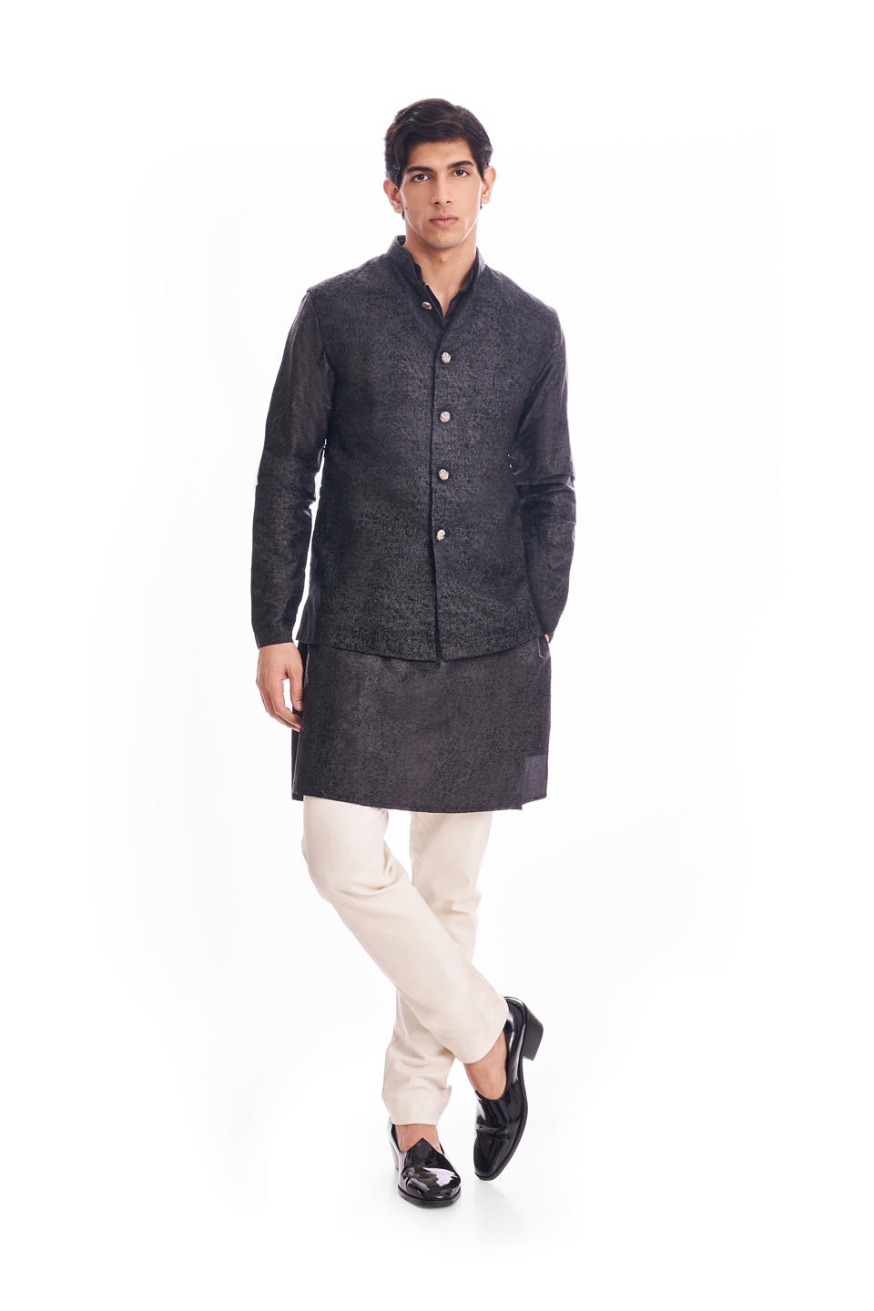 TEXTURED PRINTED KOTI AND KURTA SET  