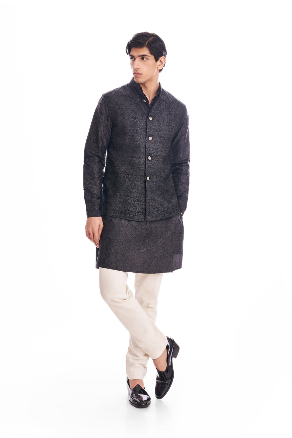 TEXTURED PRINTED KOTI AND KURTA SET  