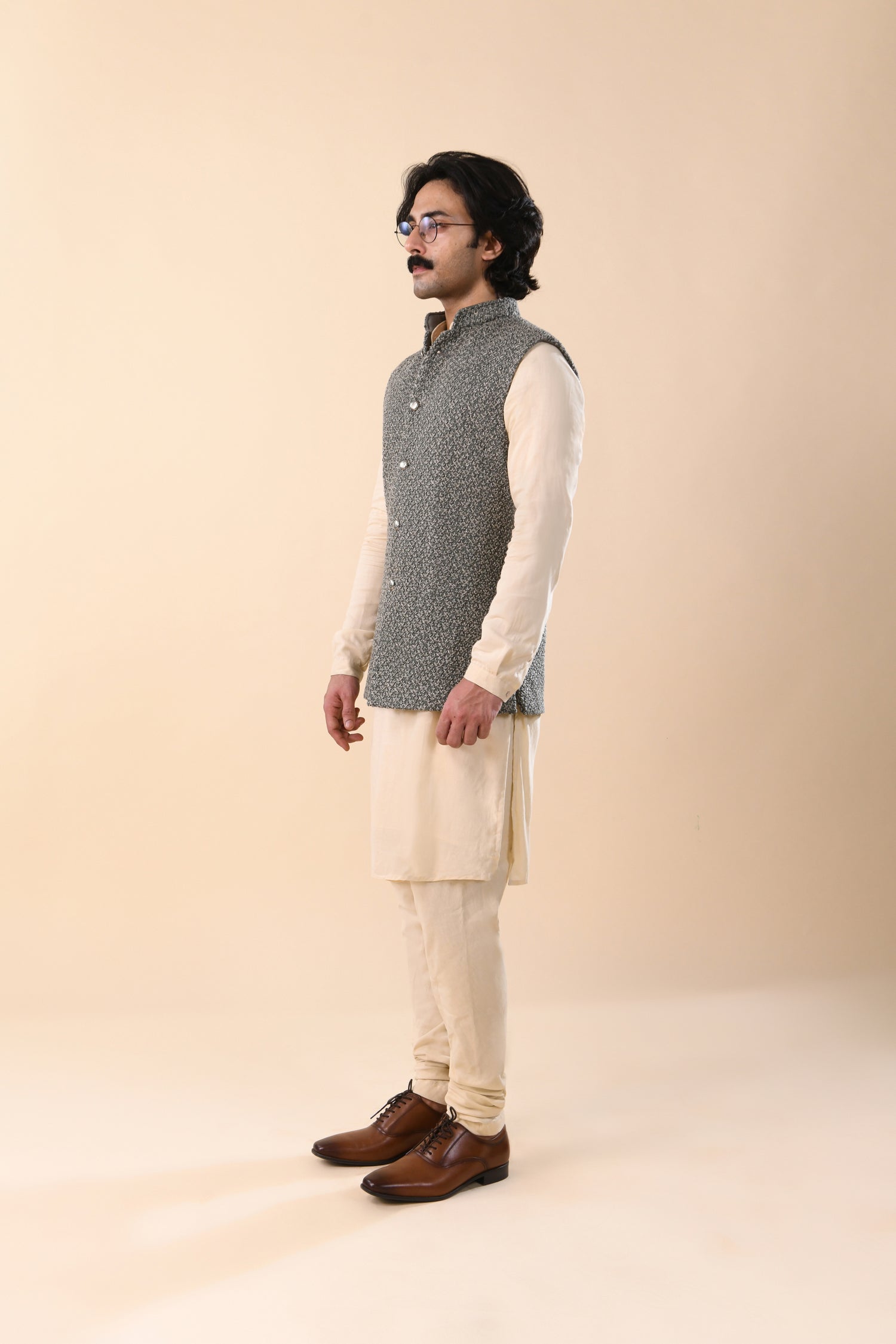 SHINY TREE HIGHLIGHTED SHORT SLEEVELESS WASHED OLIVE JACKET  