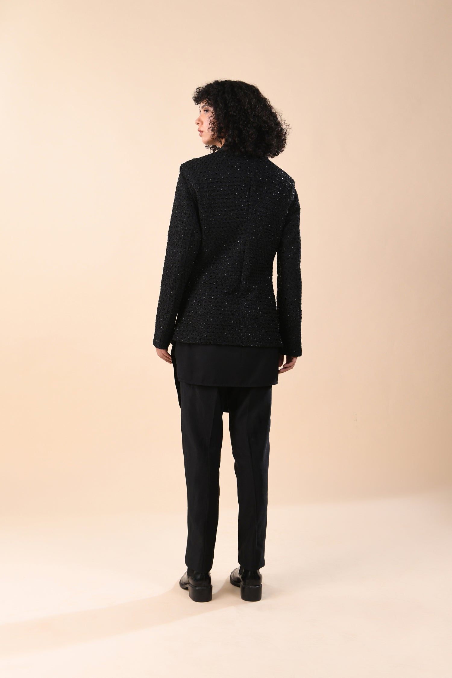 MINI FLOWER HIGHLIGHTED SHORT DECONSTRUCTED BLACK SET  