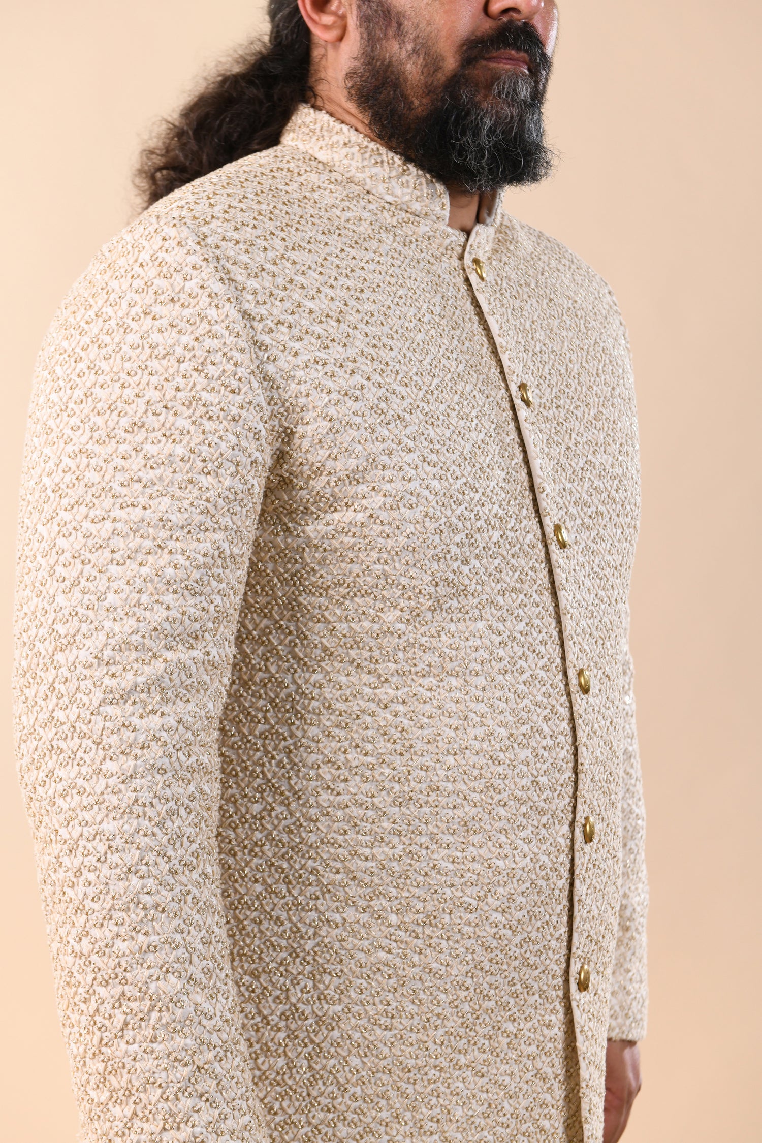 SHINY TREE HIGHLIGHTED VANILLA JACKET  