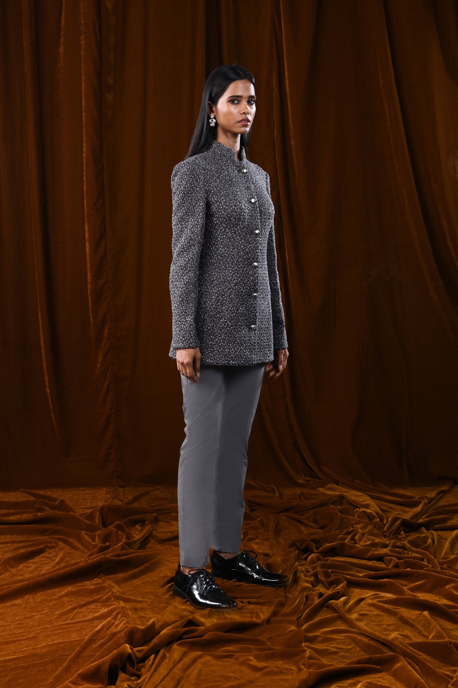 SHINY TREE DHUP CHAV HIGHLIGHTED CROPPED SHERWANI  