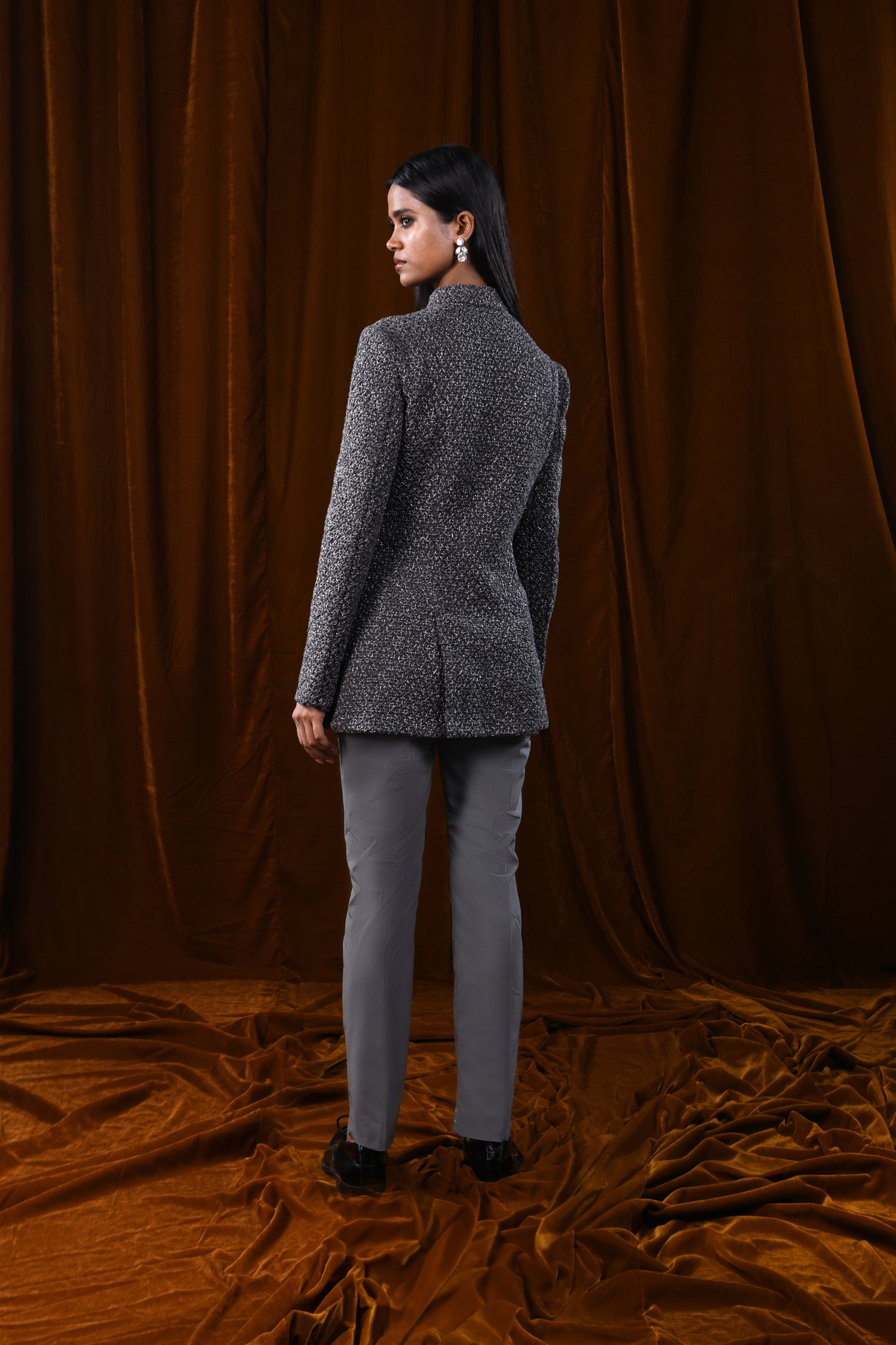 SHINY TREE DHUP CHAV HIGHLIGHTED CROPPED SHERWANI  