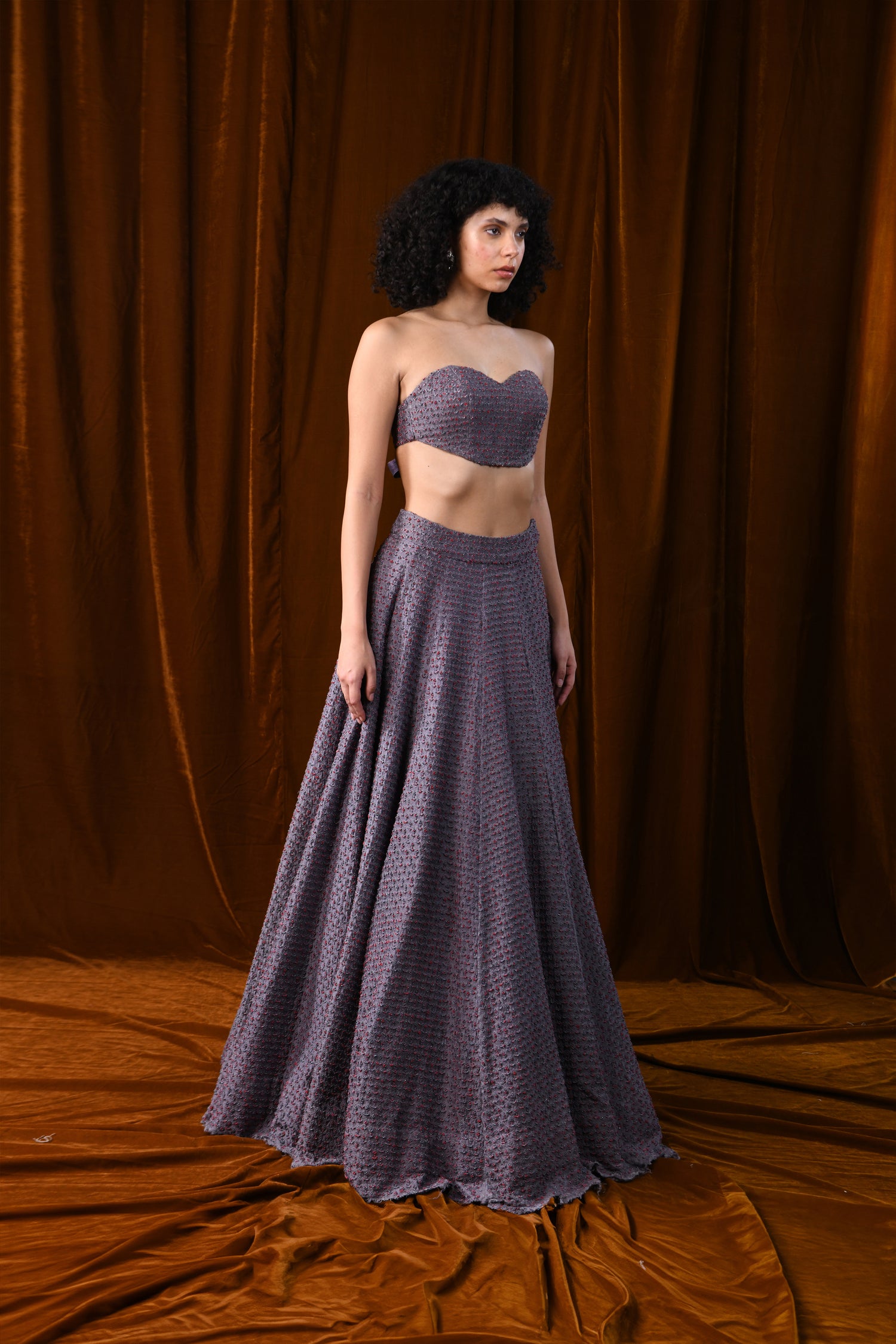 PLANT MULTI BEADED BLOUSE  LEHENGA SET  