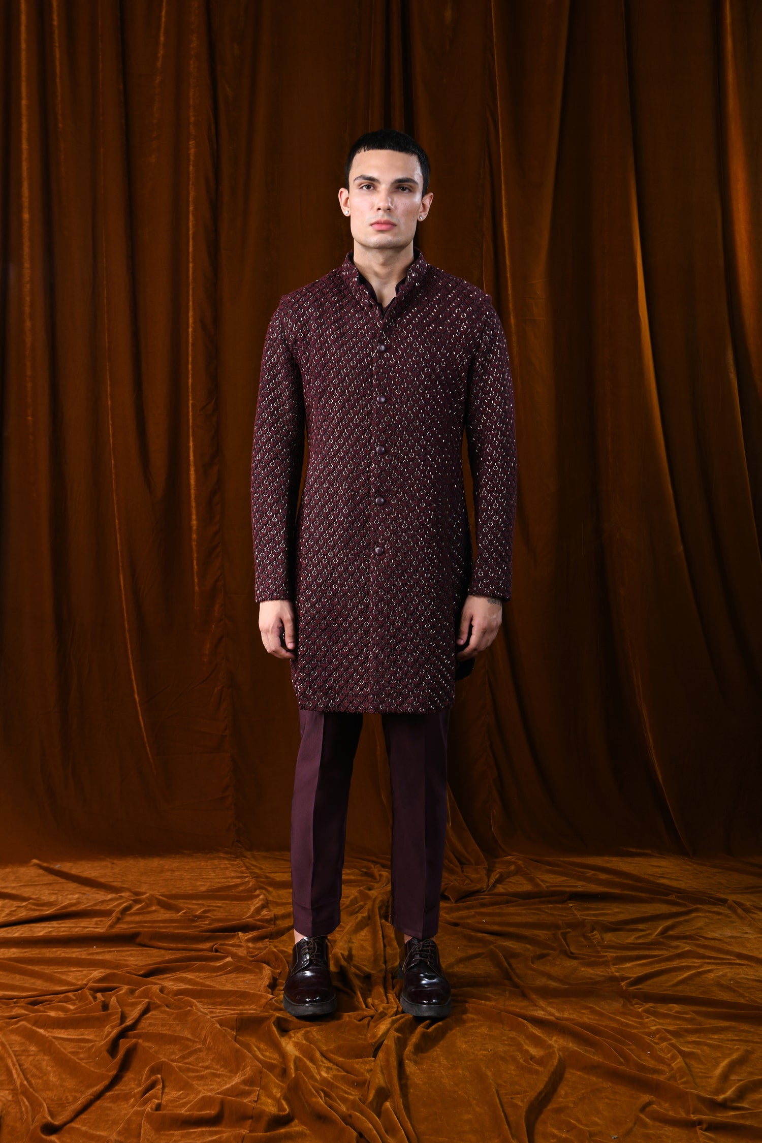  COCONUT KNOTTED HIGHLIGHTED LONG DECON WINE JACKET 