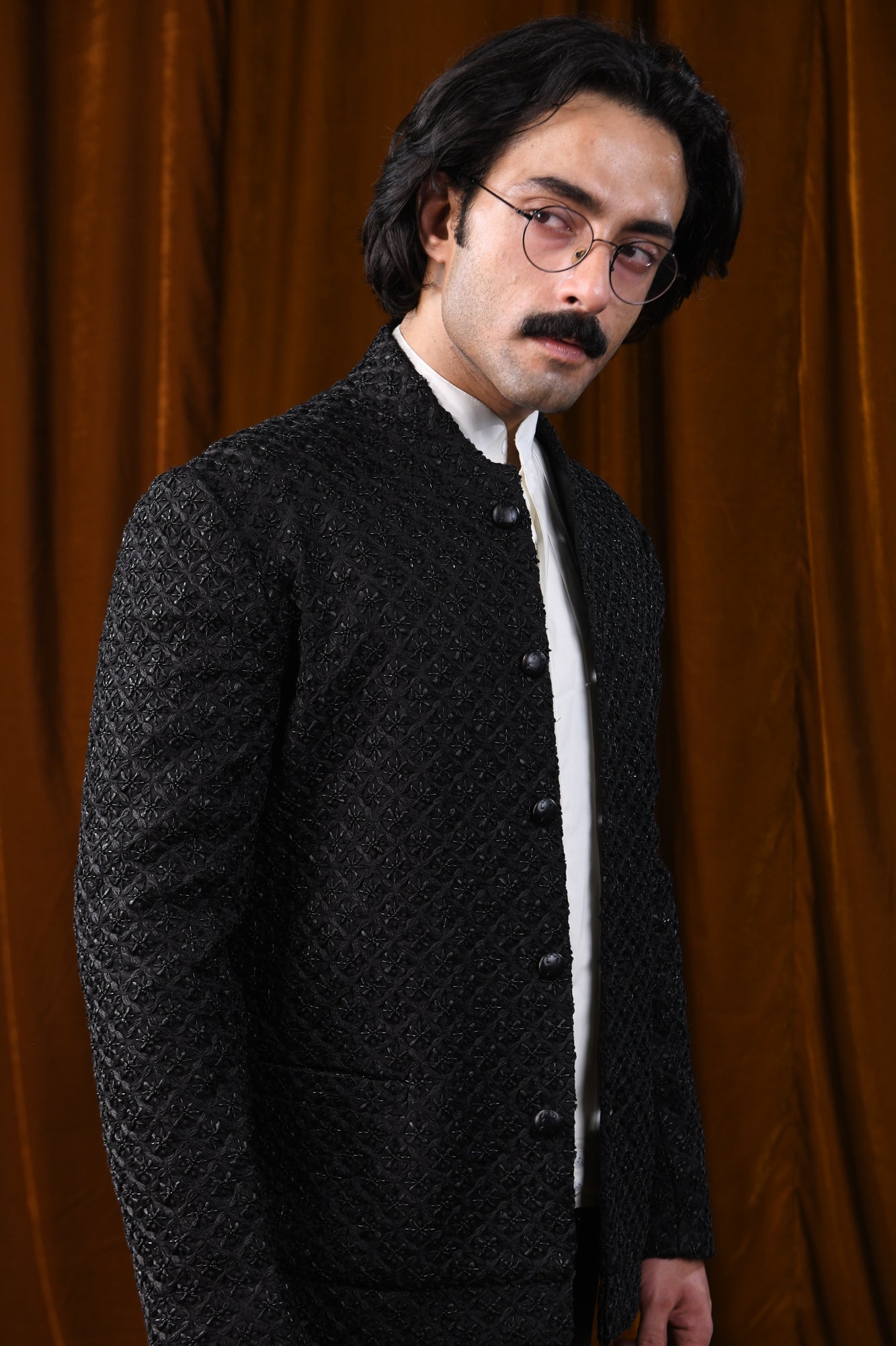 MESH HIGHLIGHTED BLACK BLOUSON  