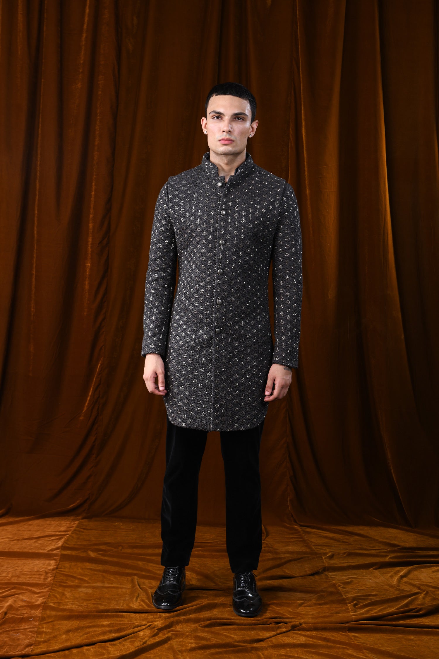  LAMP HIGHLIGHTED DECONSTRUCTED DARK CHARCOAL GREY JACKET 