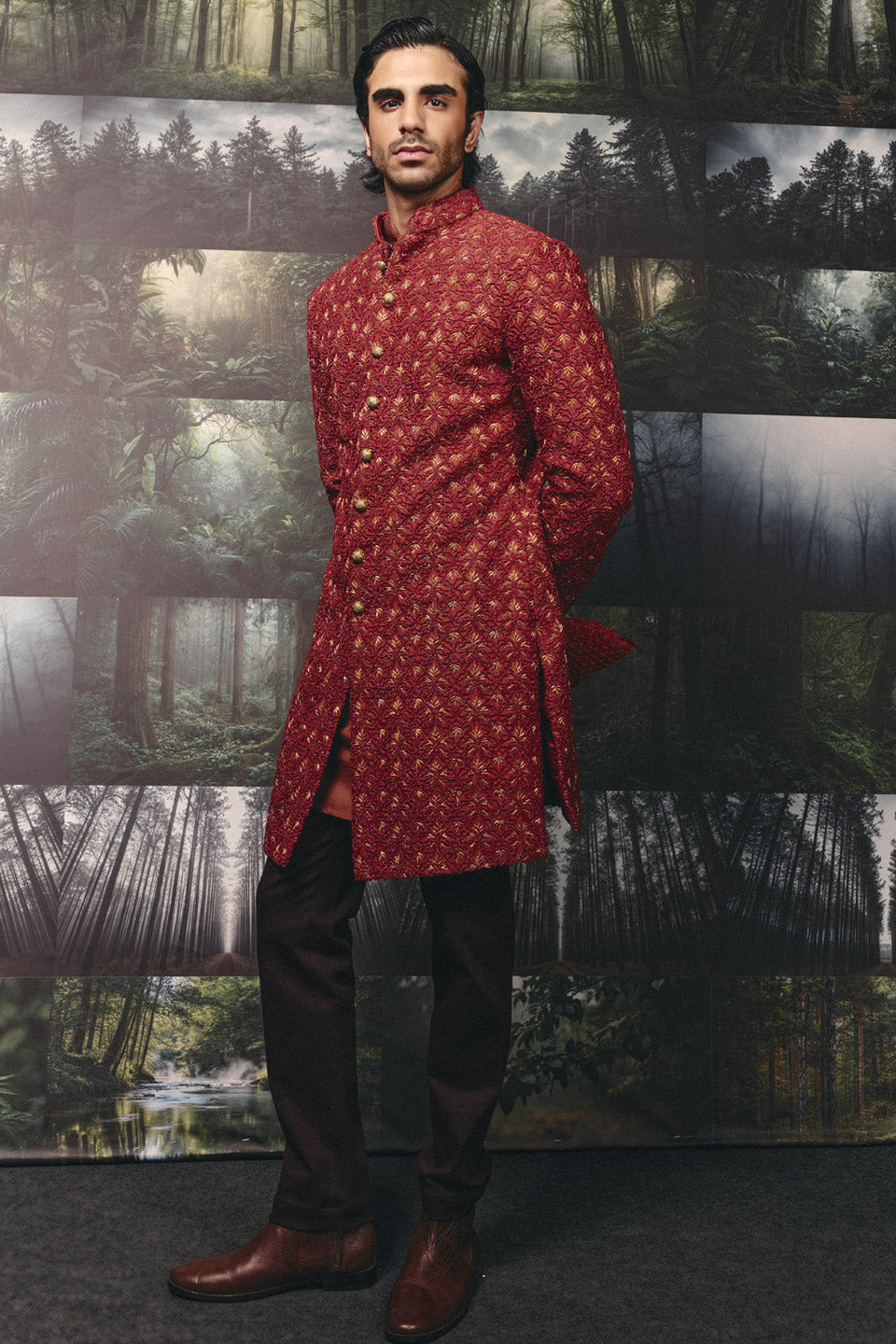 Palm Foliage High Sherwani  