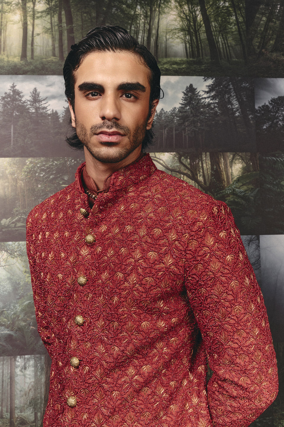 Palm Foliage High Sherwani  