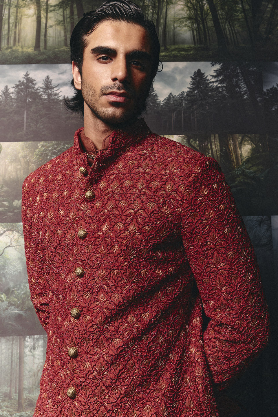 Palm Foliage High Sherwani  