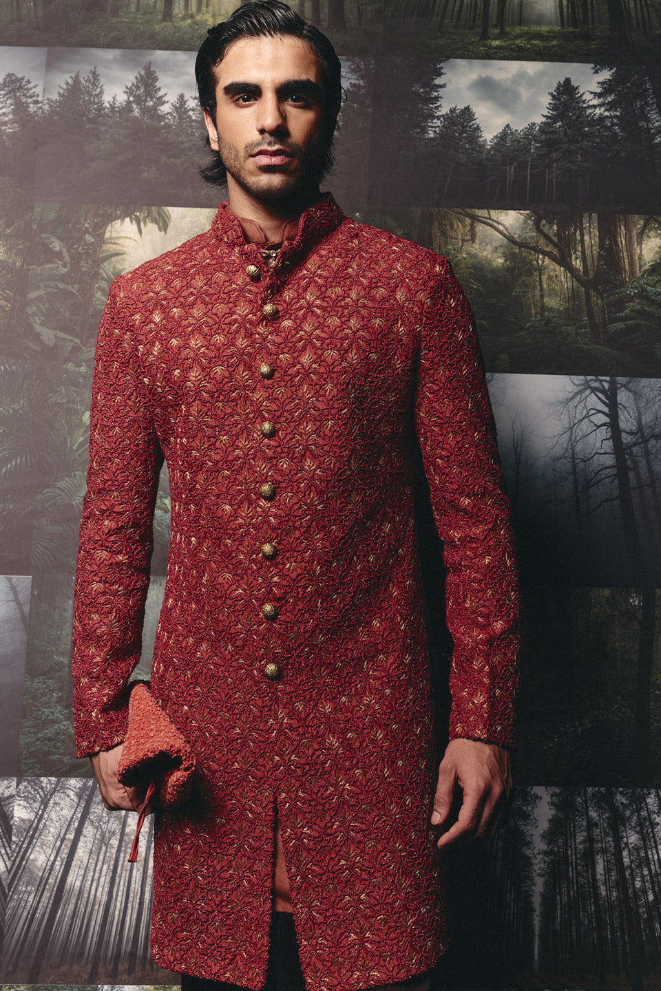 Palm Foliage High Sherwani  