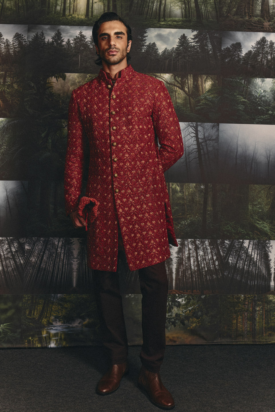 Palm Foliage High Sherwani  