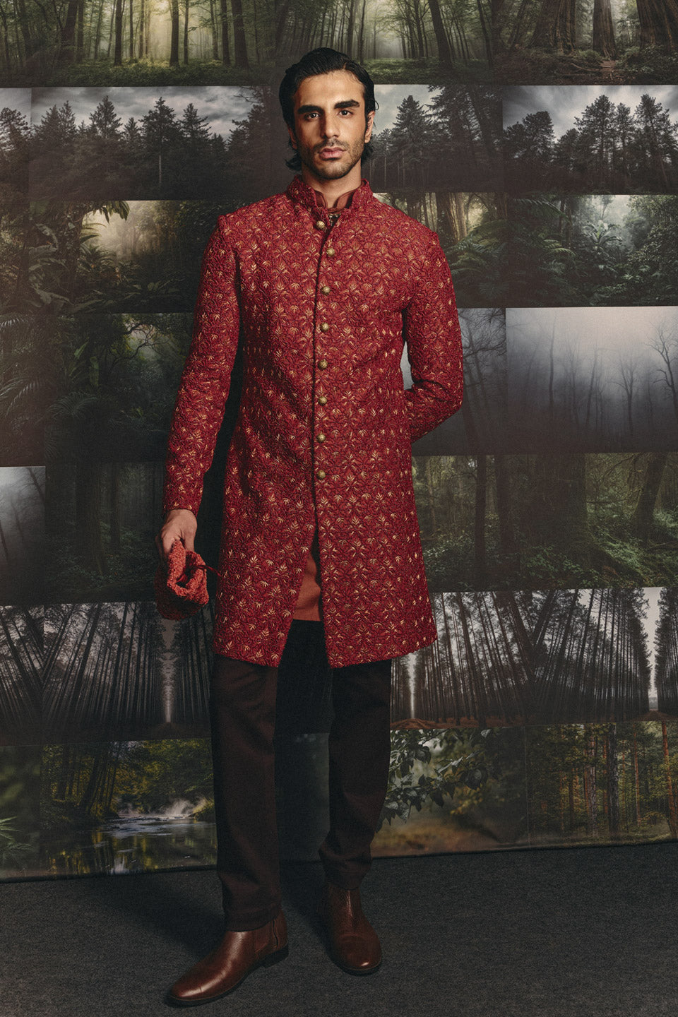 Palm Foliage High Sherwani  