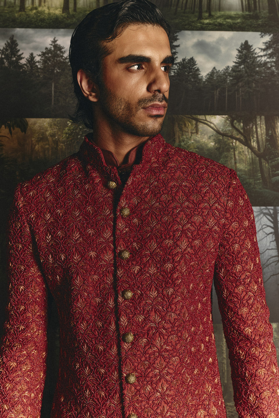 Palm Foliage High Sherwani  