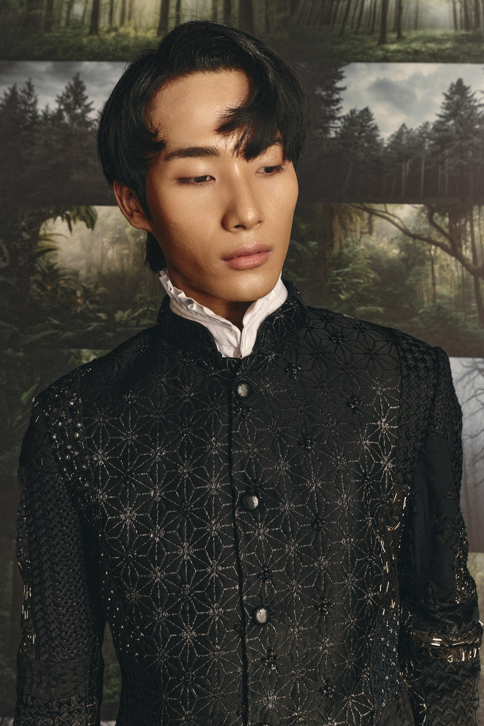 Black Patchwork Bandhgala  
