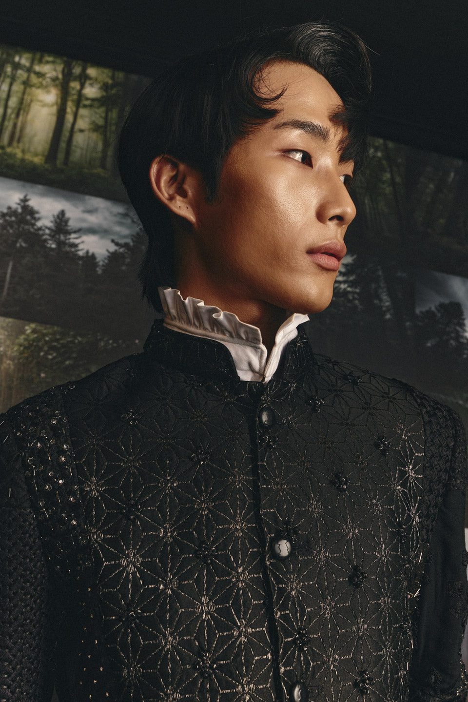 Black Patchwork Bandhgala  