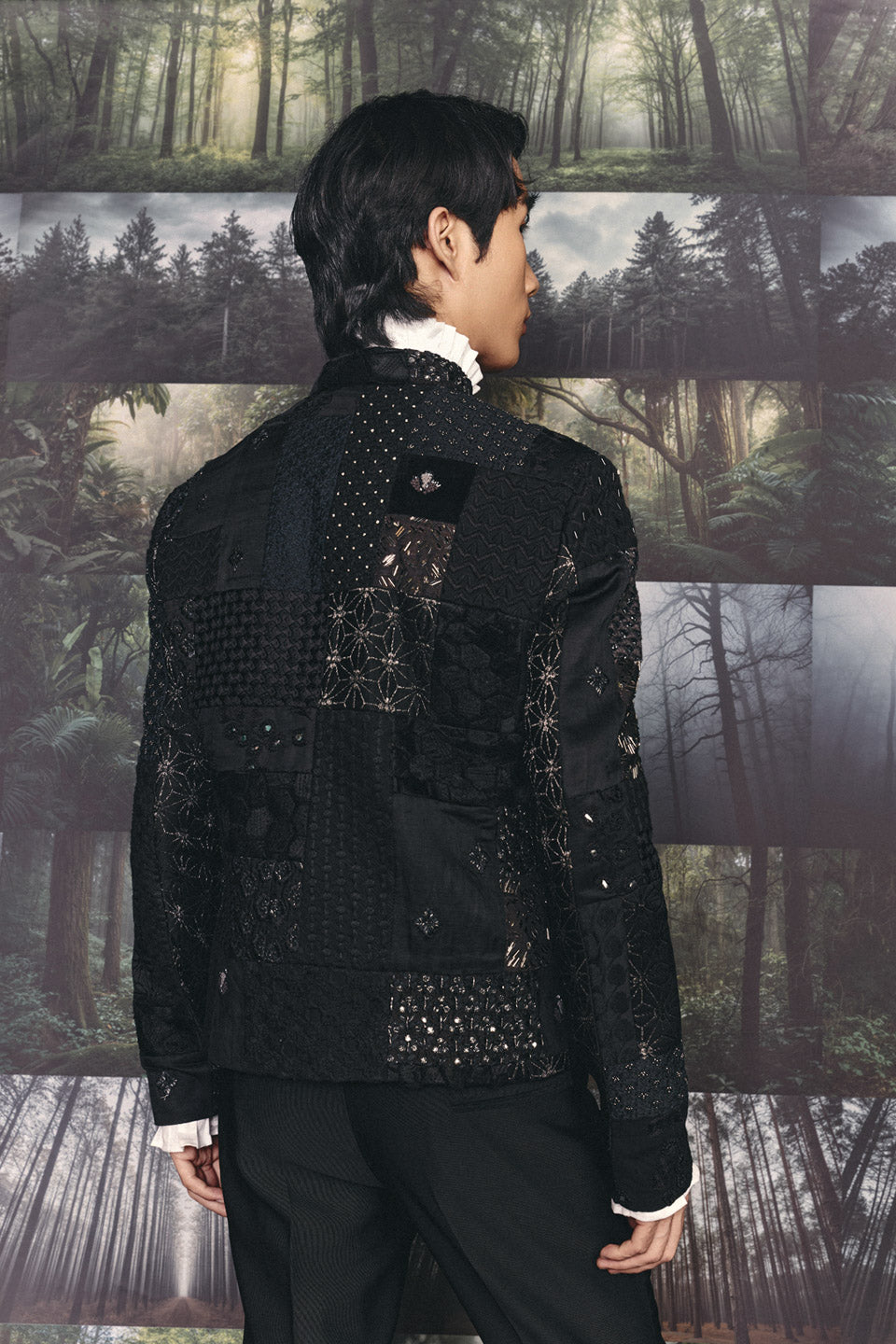 Black Patchwork Bandhgala  