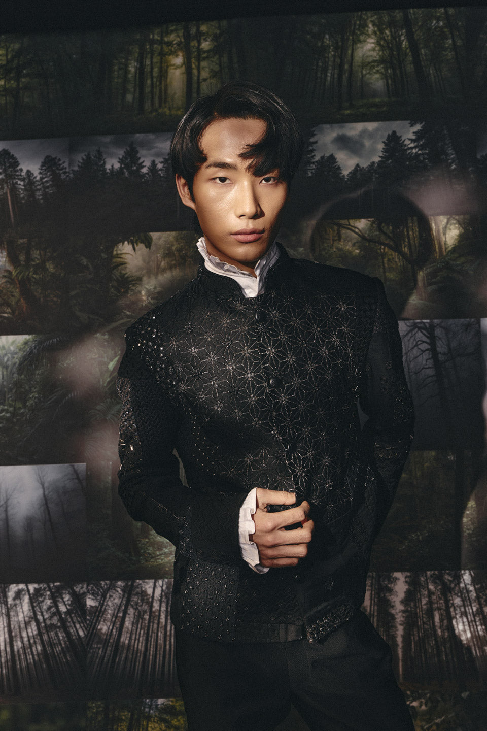 Black Patchwork Bandhgala  