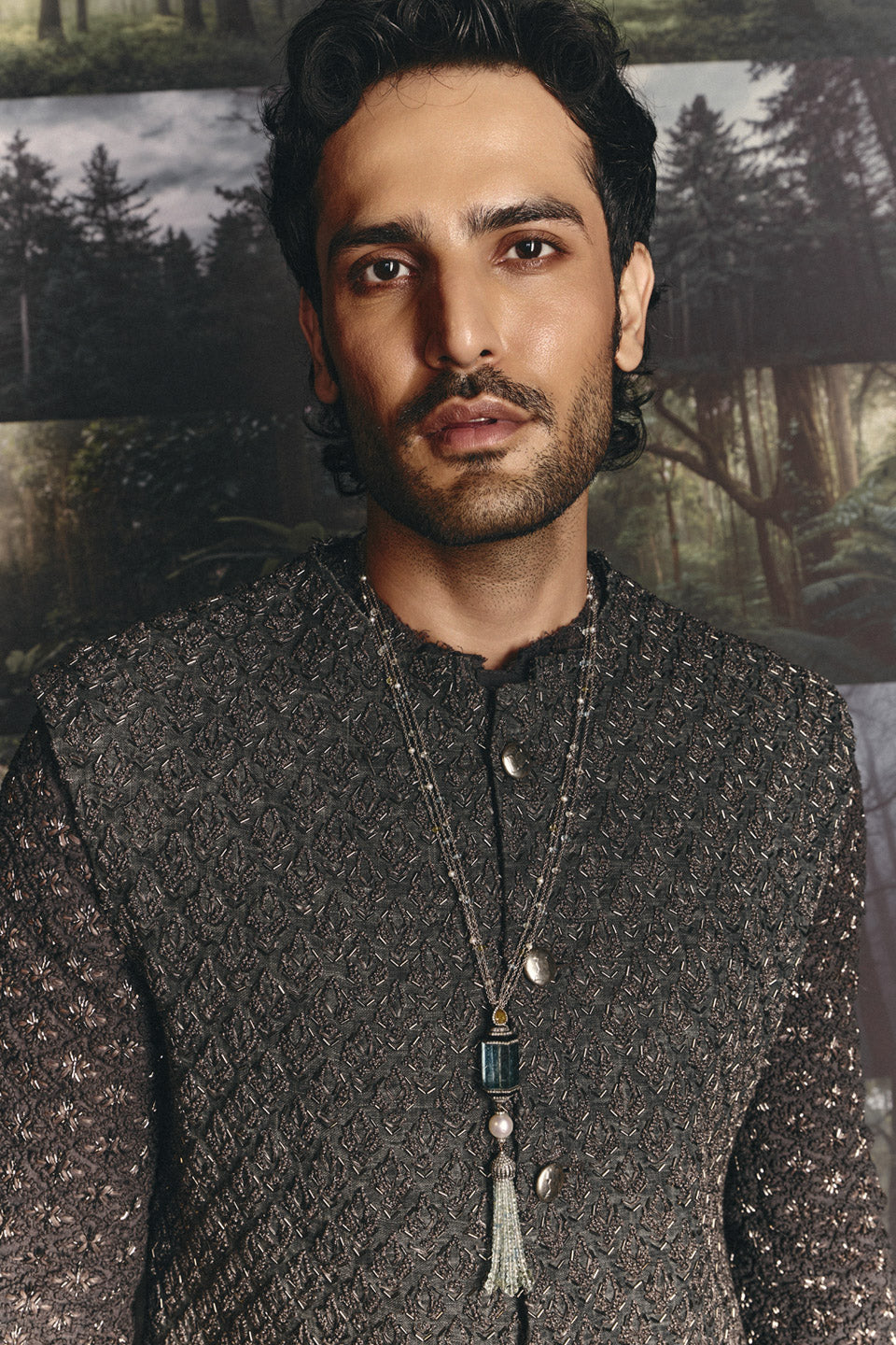 Fire coco color block Embroidered Sherwani  