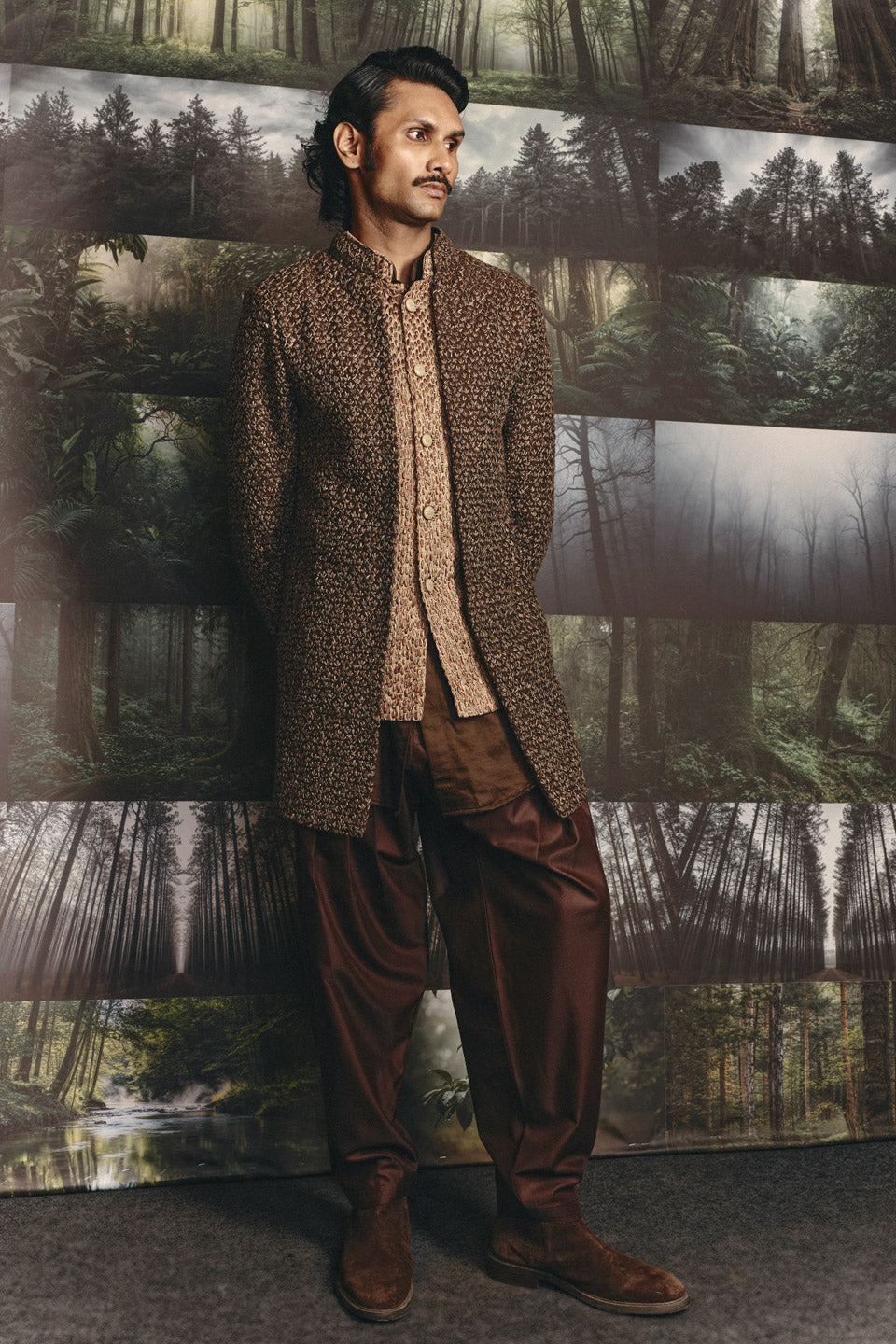Dhup Chao Mock Layer Sherwani  