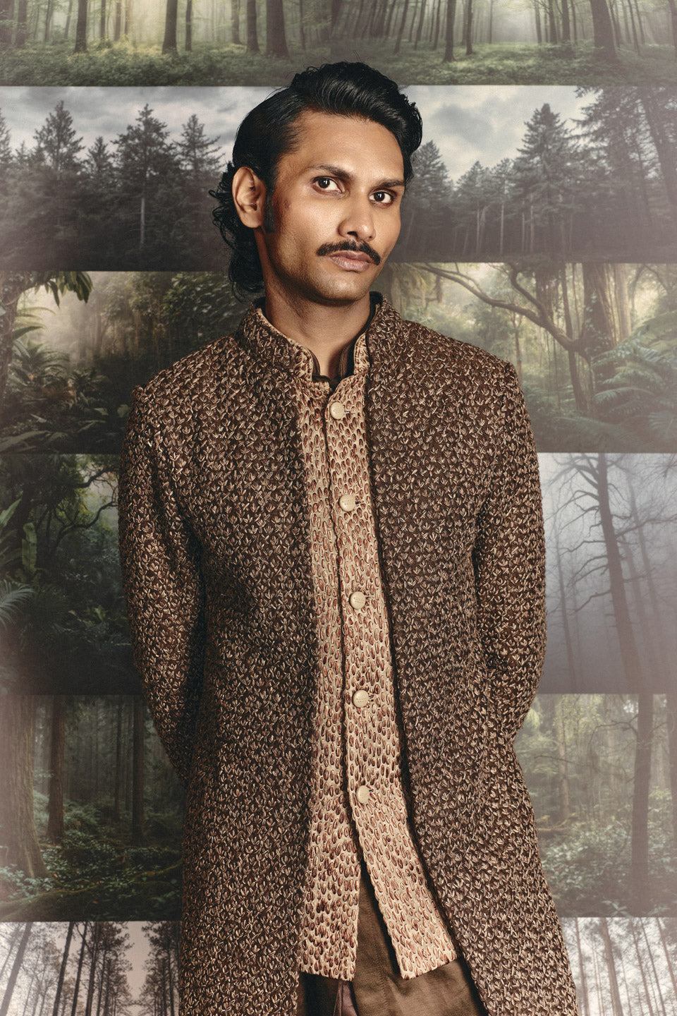 Dhup Chao Mock Layer Sherwani  