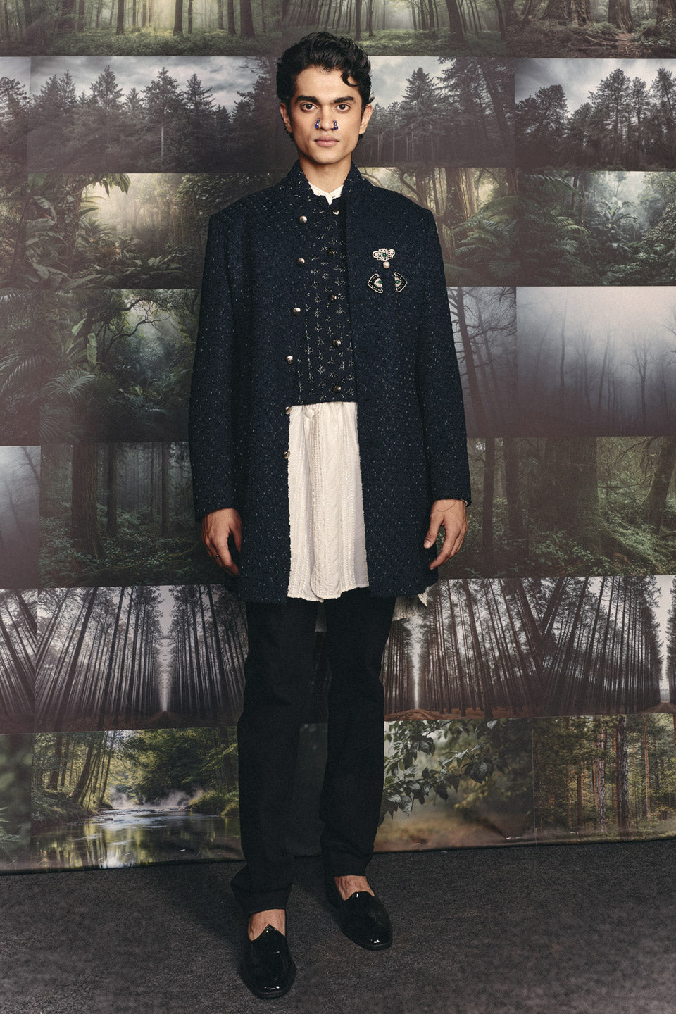 Coconut Cropped Mock Layer Sherwani  