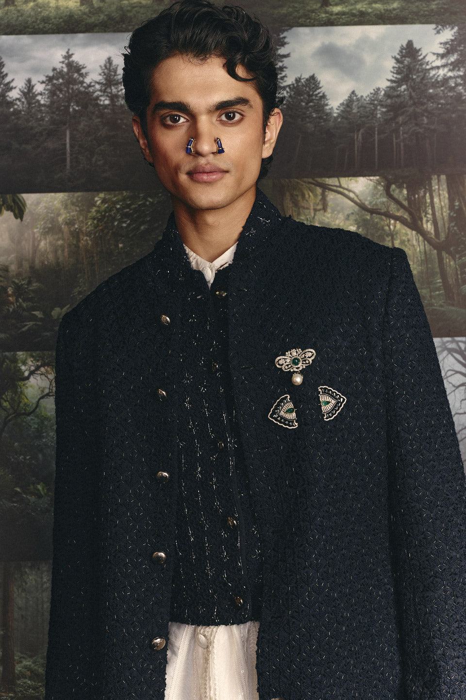 Coconut Cropped Mock Layer Sherwani  