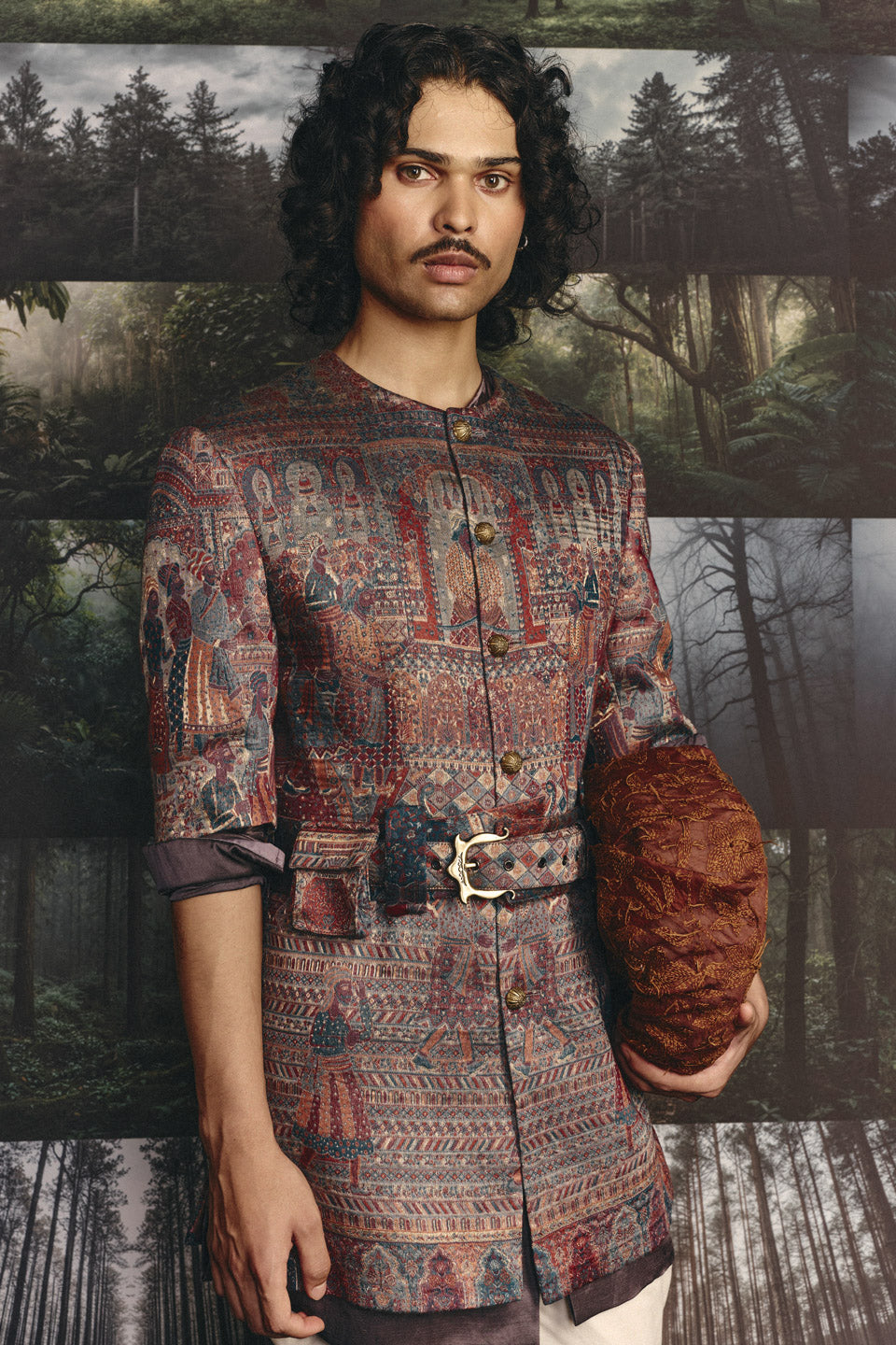 Cashmere Pocket Belted Sherwani  