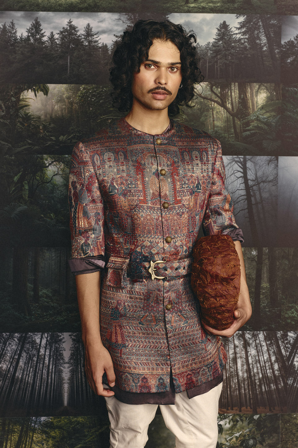 Cashmere Pocket Belted Sherwani  