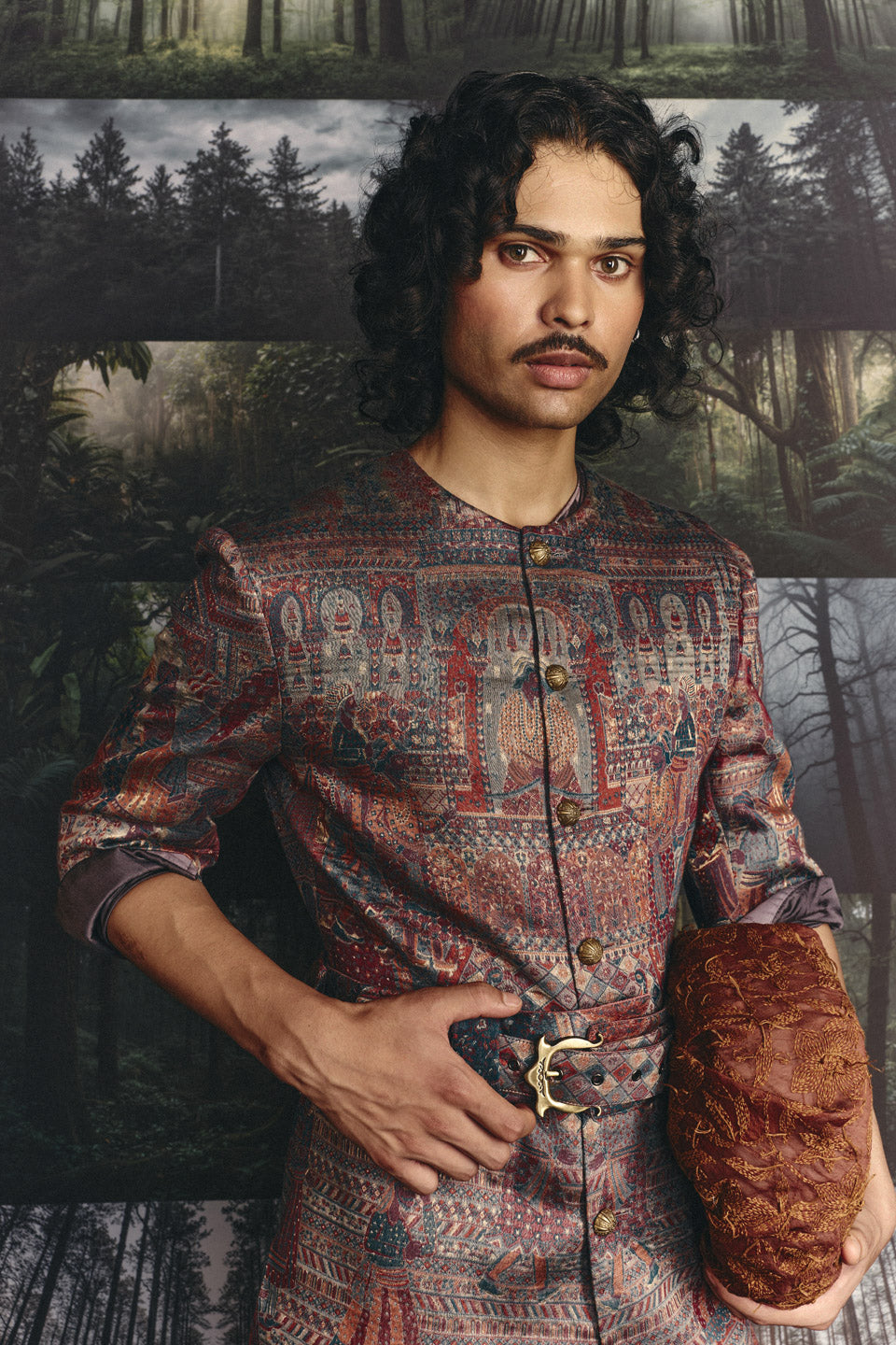 Cashmere Pocket Belted Sherwani  