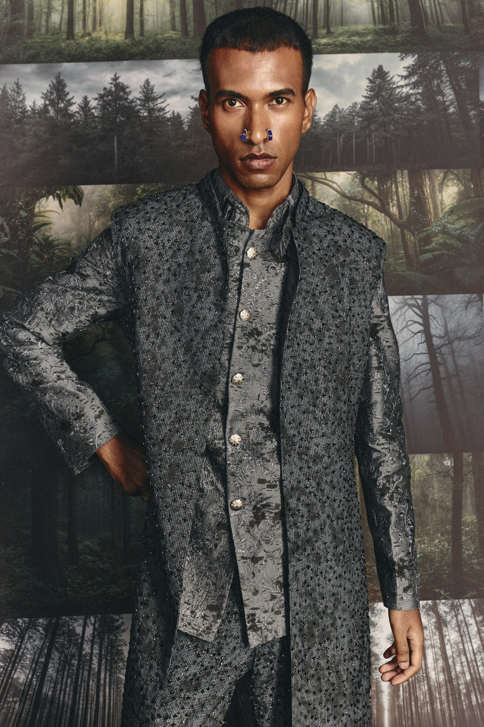 Washed Brocade Bandhgala  