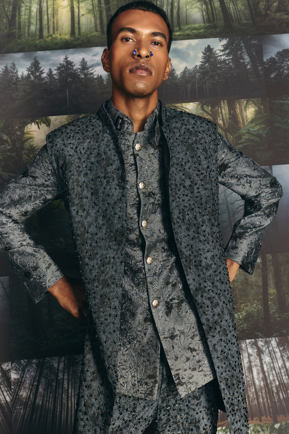 Washed Brocade Bandhgala  