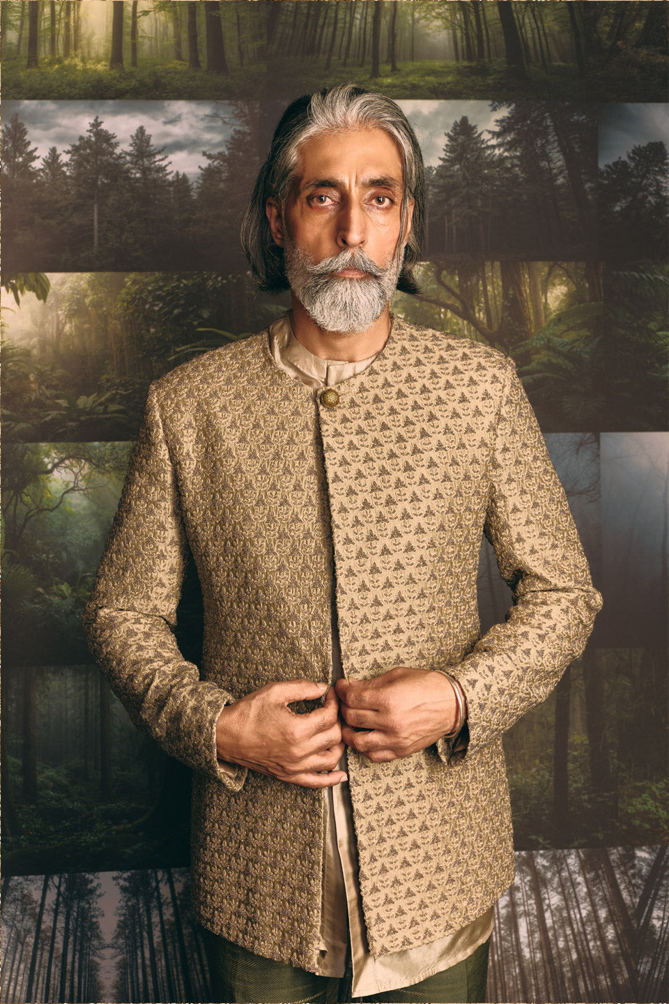 Beaded Collarless Bandhgala  