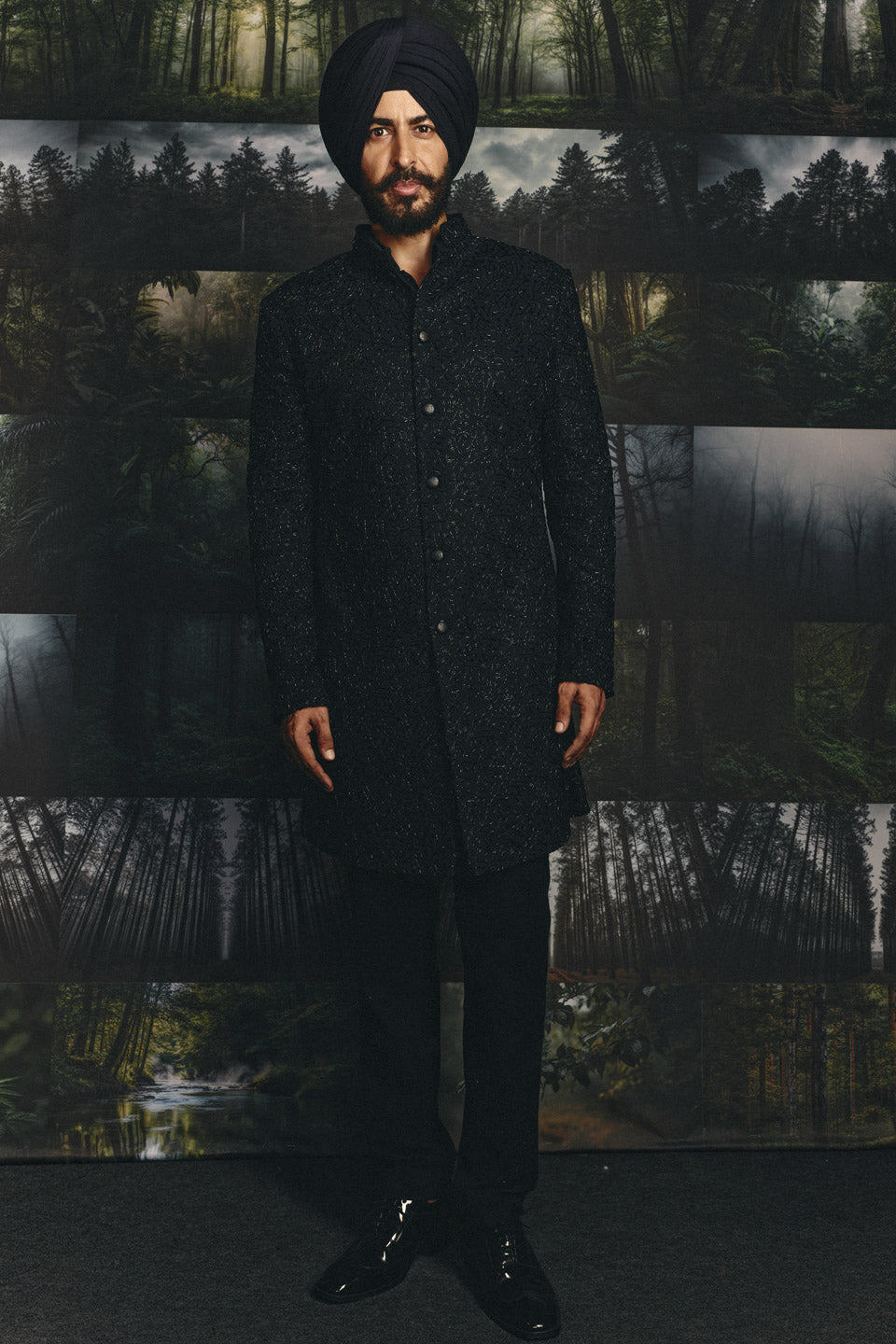  Stem Foliage Highlighted Sherwani 