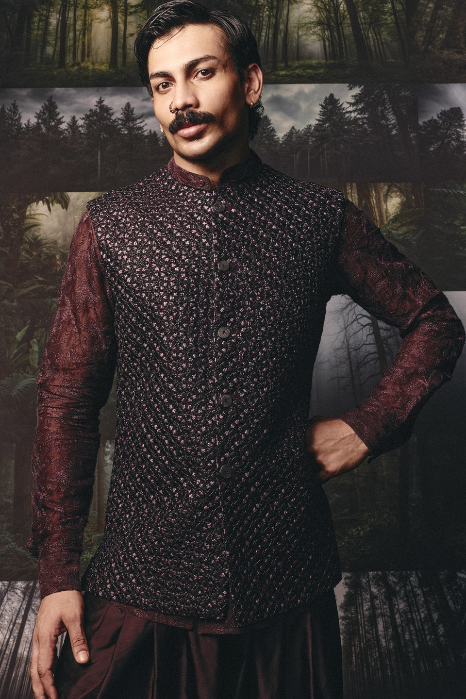 Collarless Mesh Bandi  