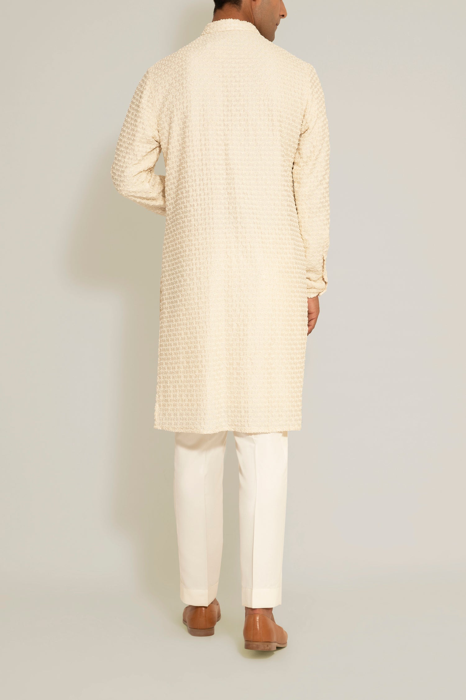 PLANT BEADED VANILLA KURTA  