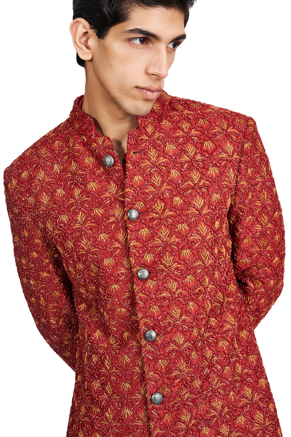 WARRIOR FLOWER KNOTTED SHERWANI  