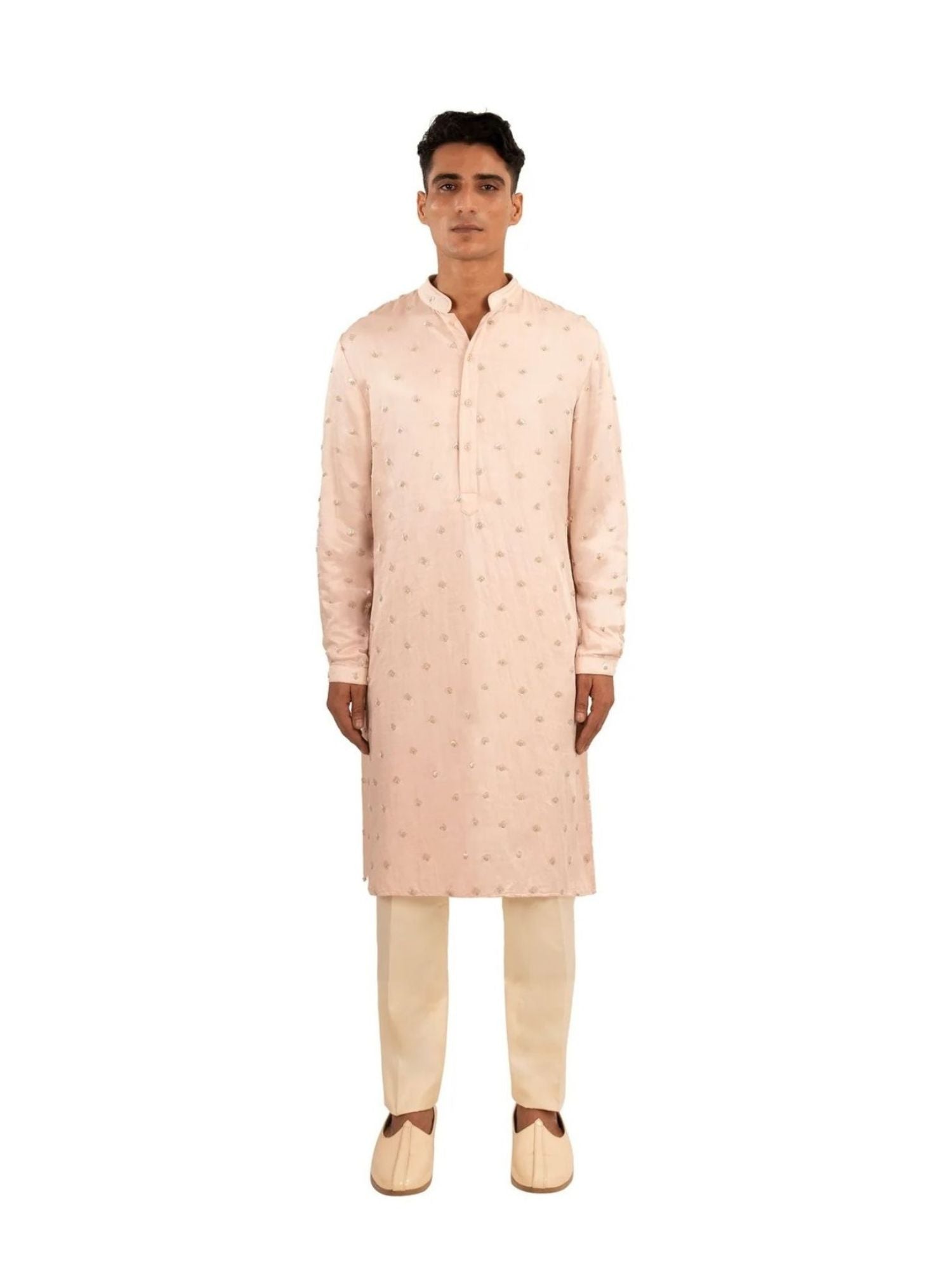  OUTSPREAD BOM ARROW HIGHLIGHTED BLUSH PINK KURTA 