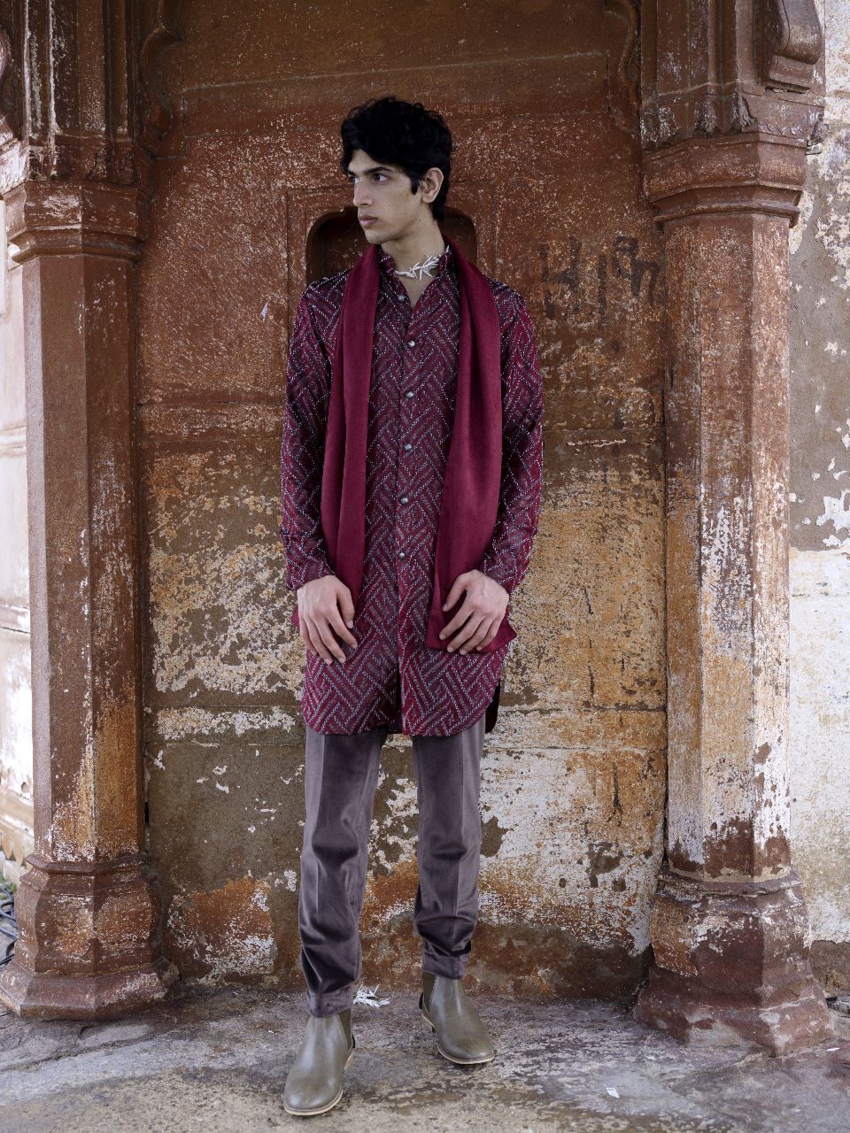  ZIG ZAG BEADED KURTA 
