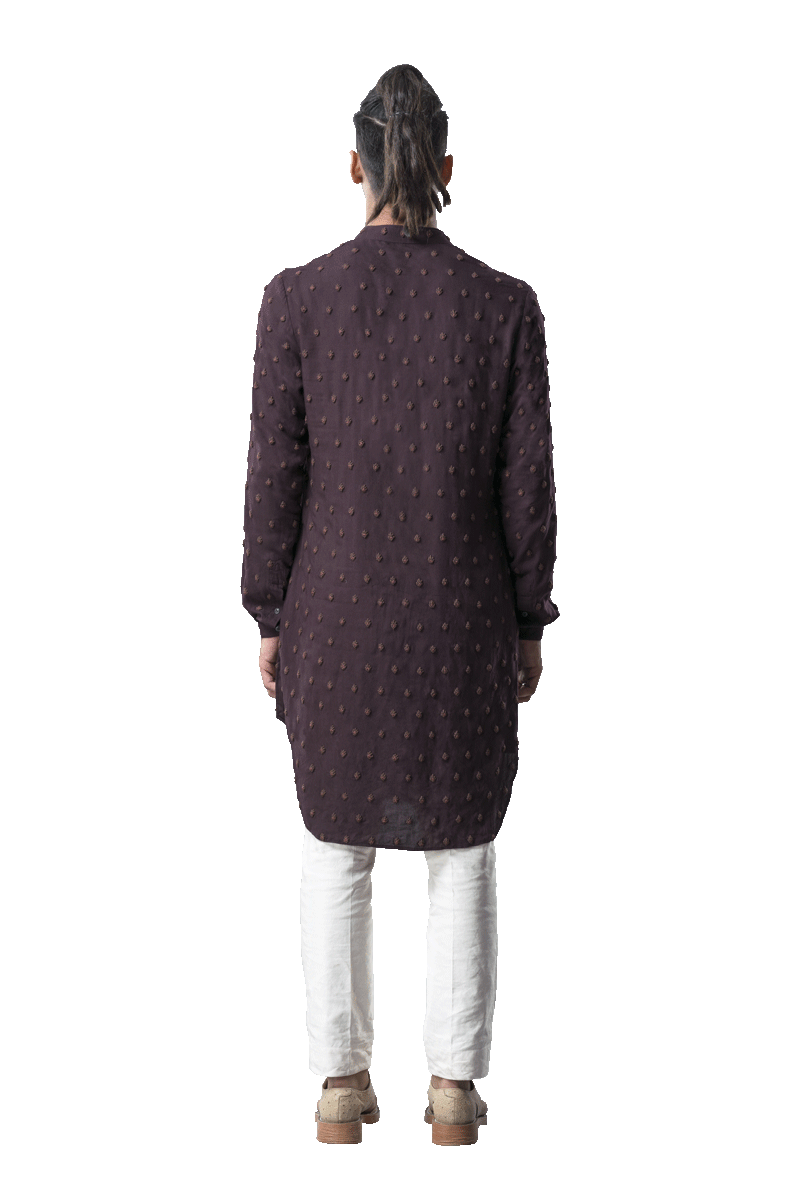 FIRE KNOTTED WINE KURTA  