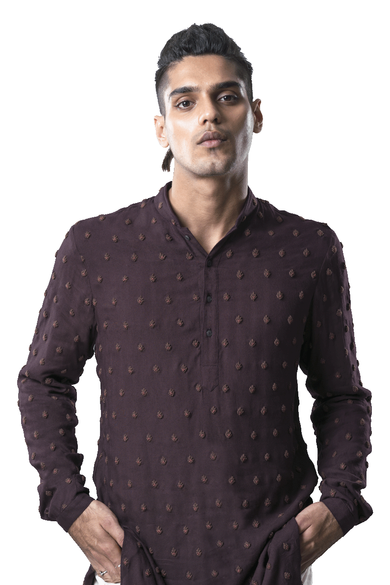  FIRE KNOTTED WINE KURTA 
