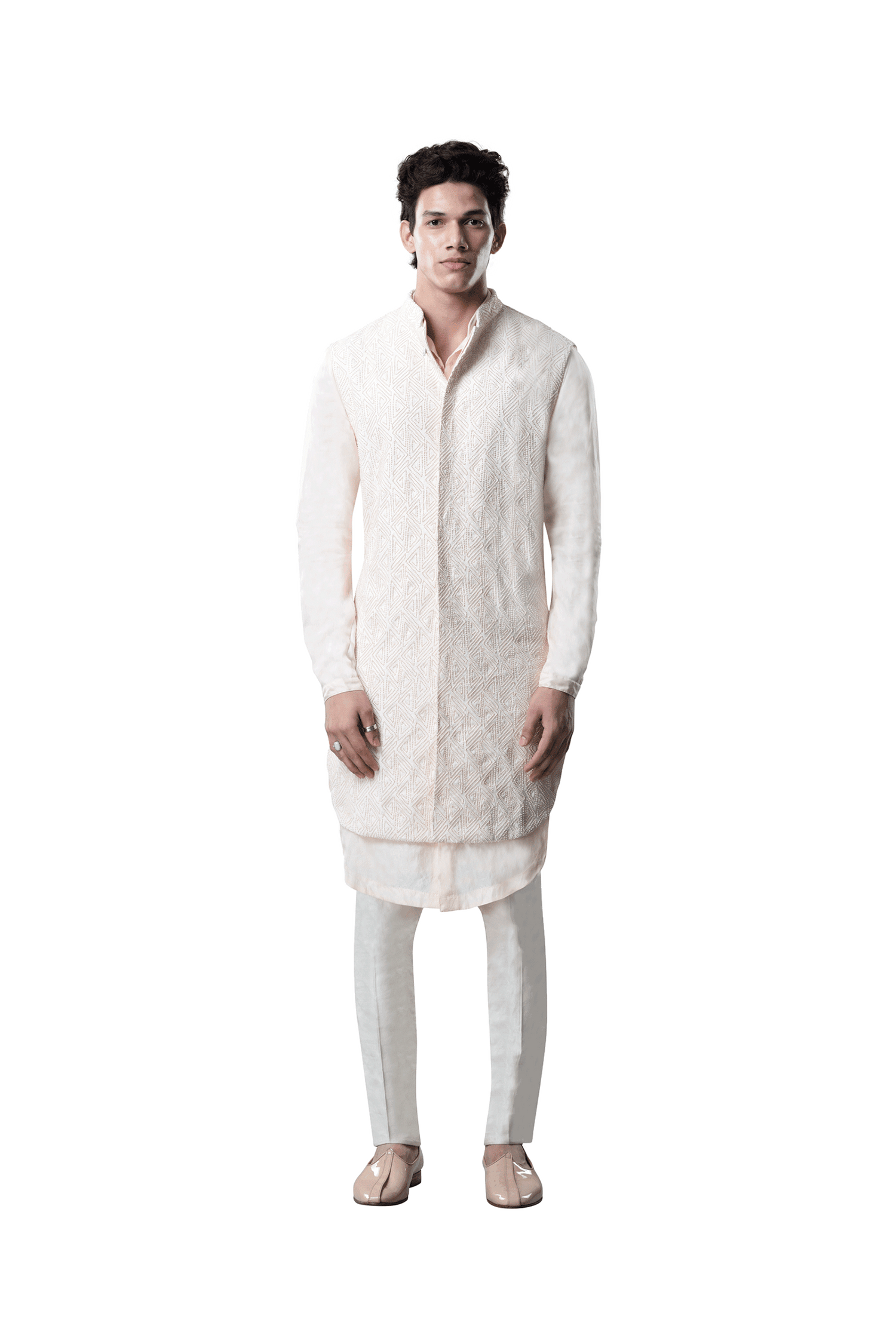  TRIANGLE GEOMETRIC LONG SLEEVELESS JACKET 