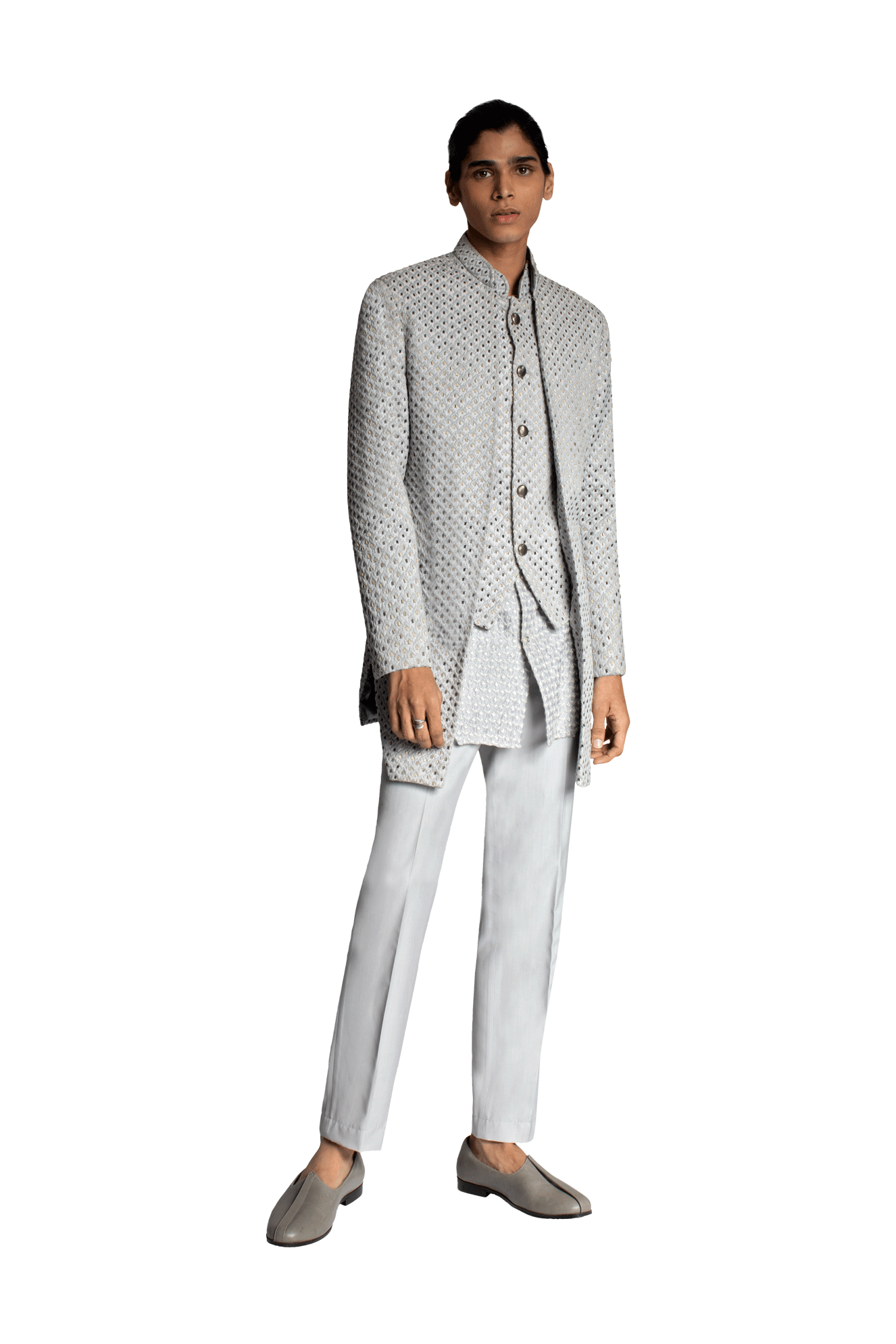 BOM ARROW HIGHLIGHTED MOCK LAYERED JACKET  