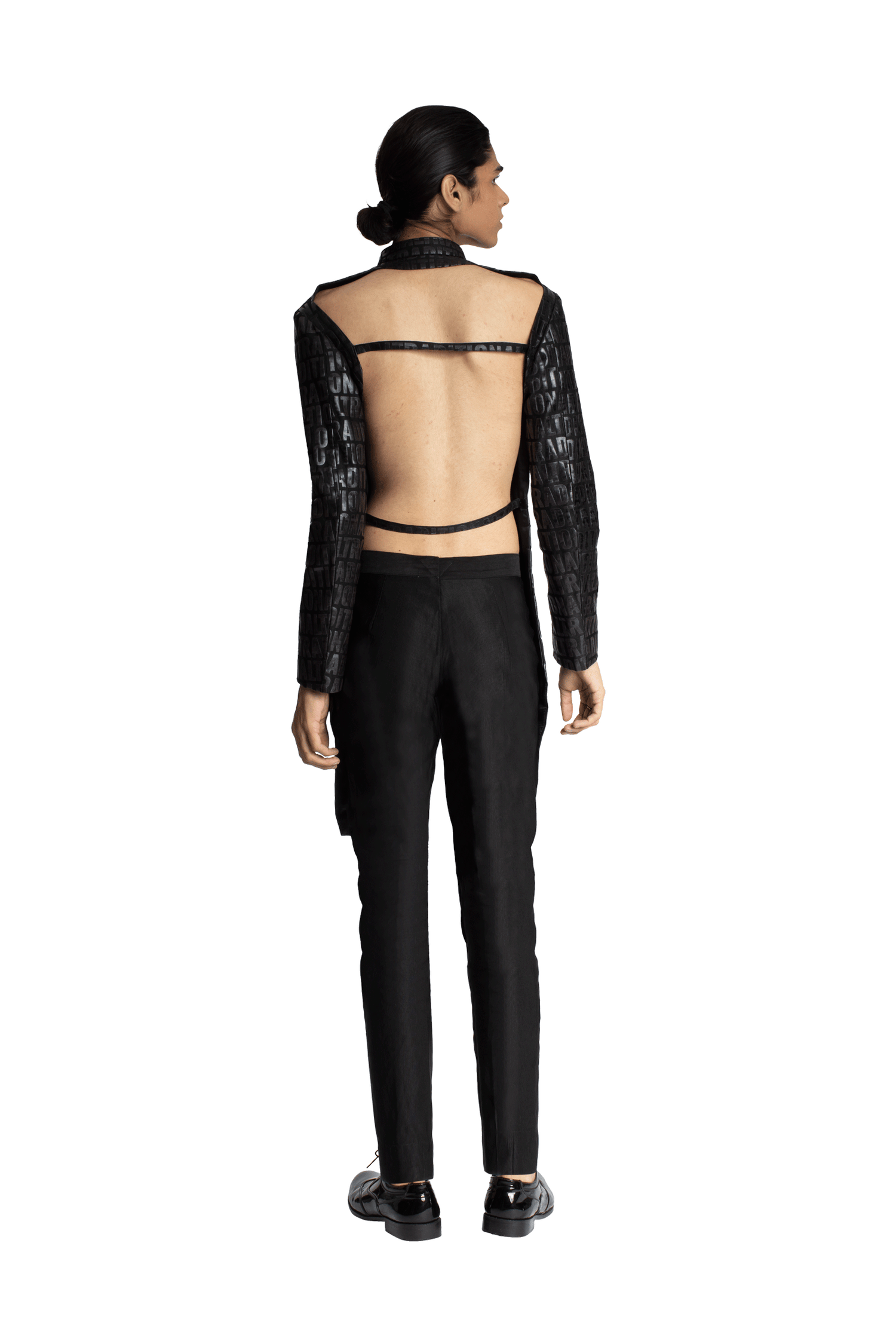 TRADITIONAL MOCK LAYERED BACKLESS JACKET  